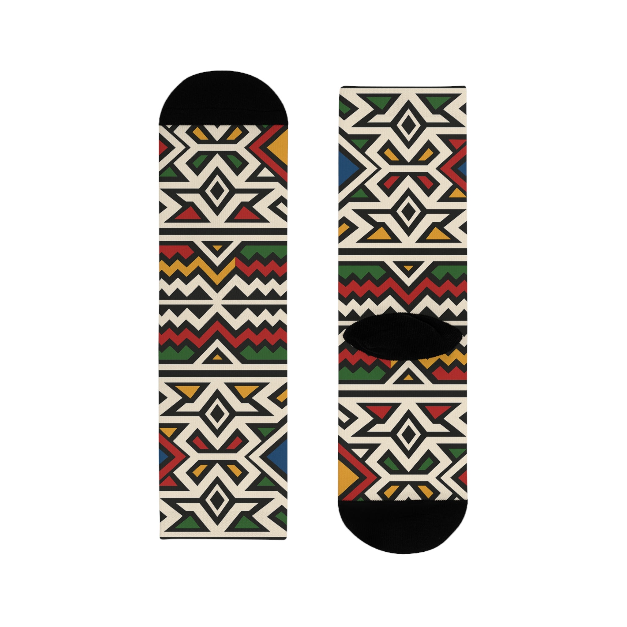 Tribal Sublimation Crew Socks | Colorful Patterned Socks for Men & Women, Gift for Holidays, Casual Wear, Unique Design