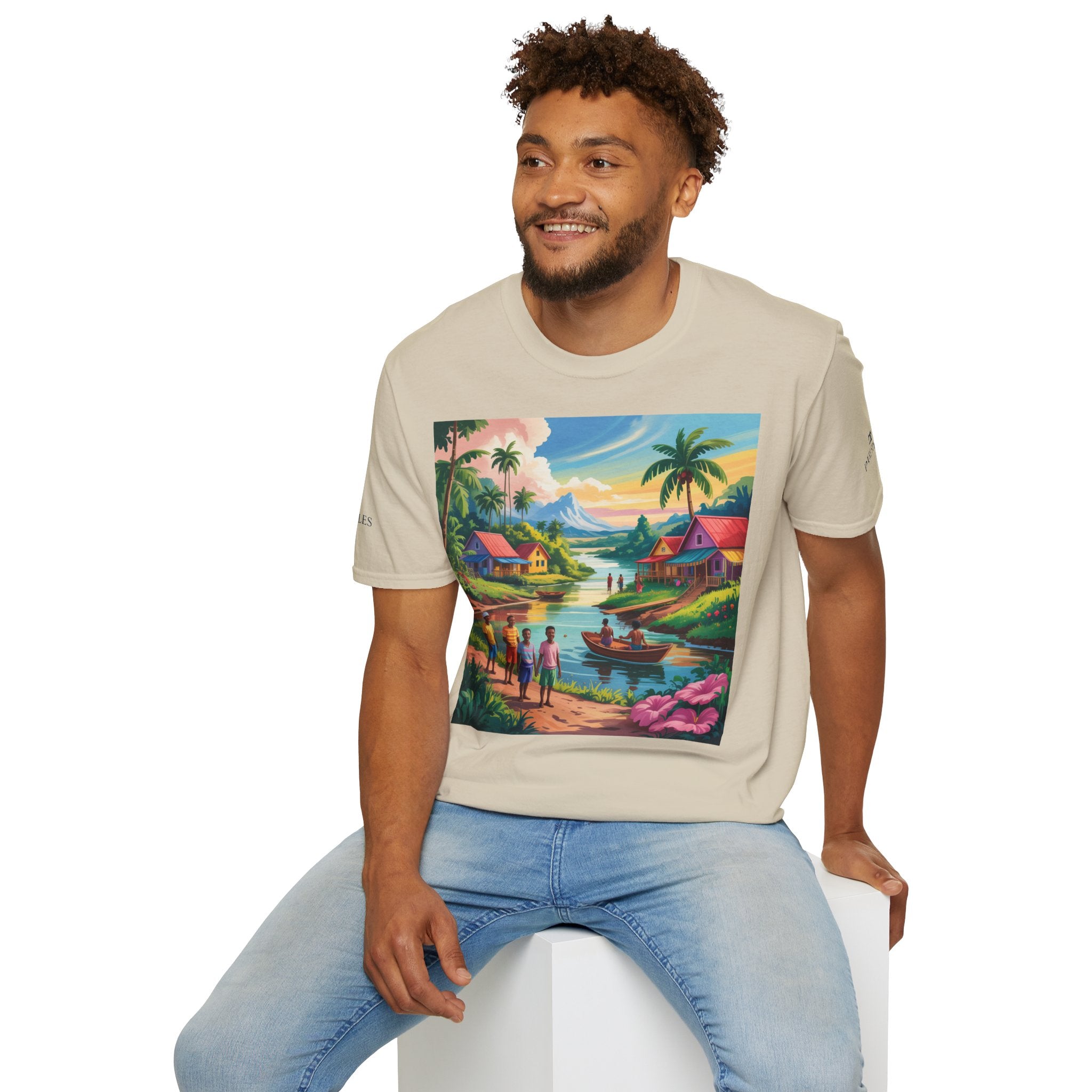 T-Shirt with Vibrant Landscape Design for Nature Lovers, Gift for Birthdays, Summer Trips, Relaxation, Graphic Tee, Pure Styles