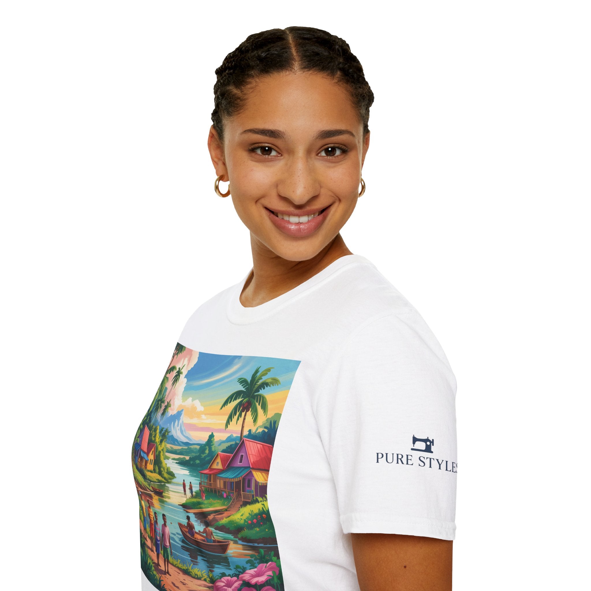 T-Shirt with Vibrant Landscape Design for Nature Lovers, Gift for Birthdays, Summer Trips, Relaxation, Graphic Tee, Pure Styles