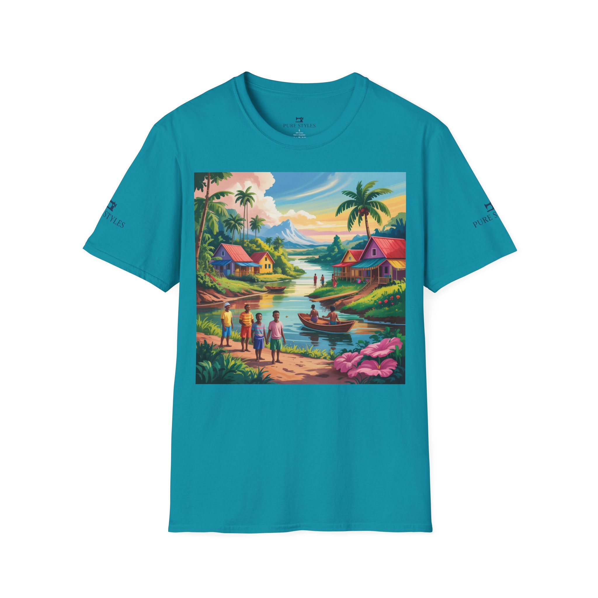 T-Shirt with Vibrant Landscape Design for Nature Lovers, Gift for Birthdays, Summer Trips, Relaxation, Graphic Tee, Pure Styles