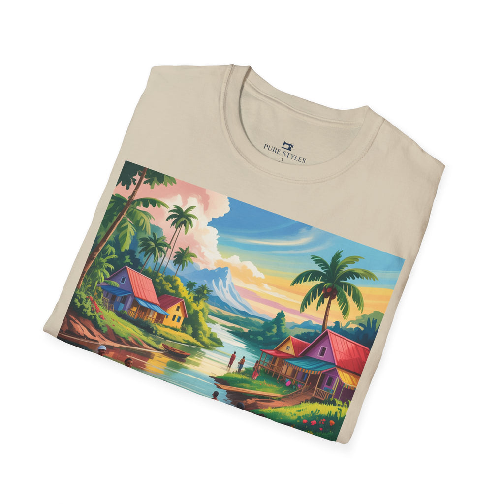 T-Shirt with Vibrant Landscape Design for Nature Lovers, Gift for Birthdays, Summer Trips, Relaxation, Graphic Tee, Pure Styles
