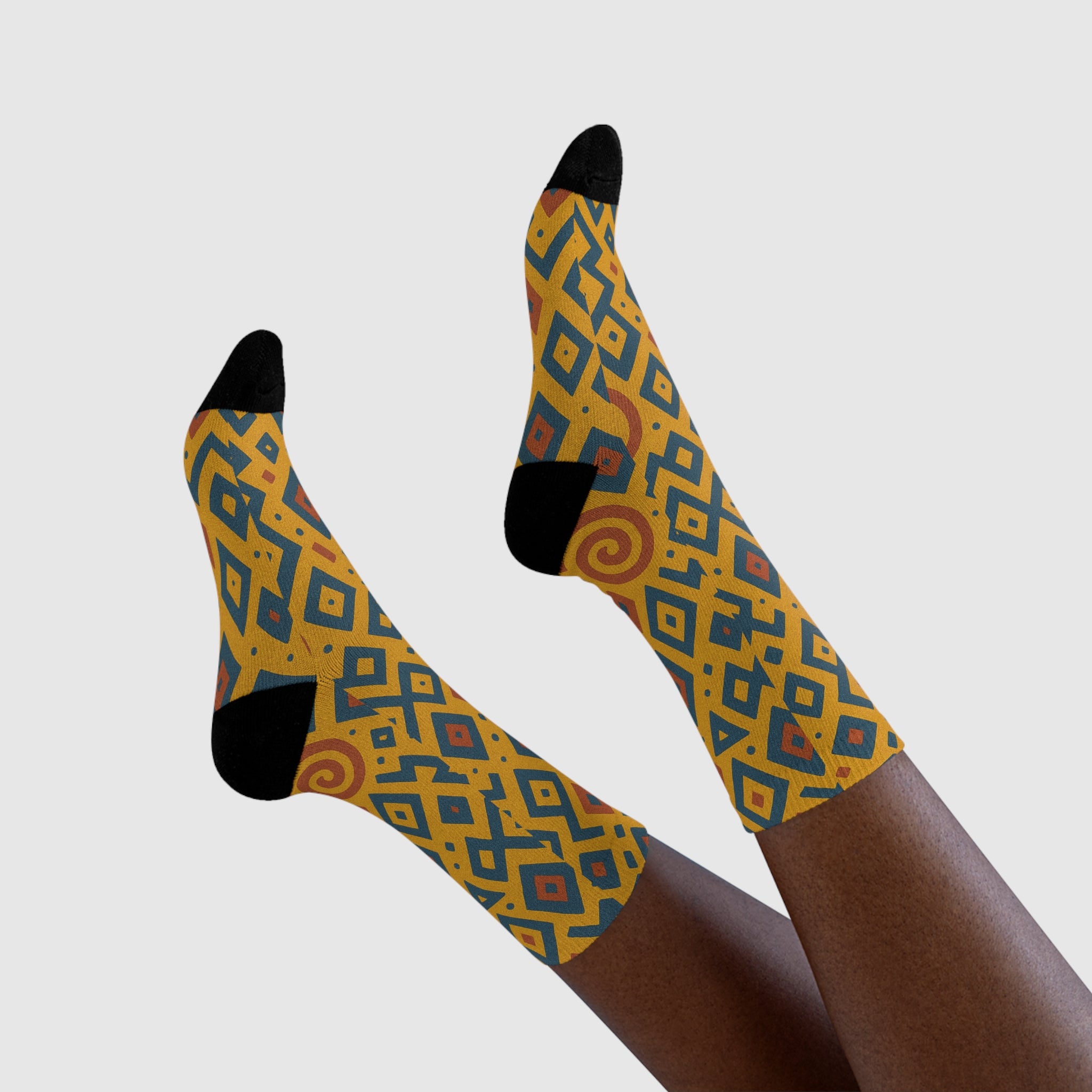 Colorful Geometric Crew Socks, Fun Socks for Gifts, Patterned Socks for Winter, Unique Fashion Accessory, Cozy Sock Gift