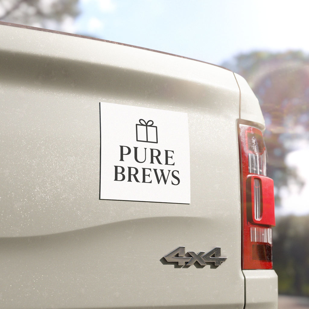 Pure Brews Car Magnet - Gift for Coffee Lovers, Funny Car Decor, Vehicle Accessories, Unique Gift Idea, Homebrew Enthusiast