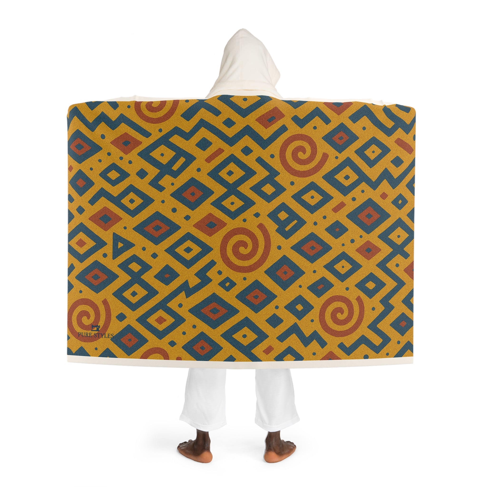 Cozy Hooded Sherpa Fleece Blanket with Colorful Geometric Patterns, Great for Home, Gifting, Winter, and Festivals