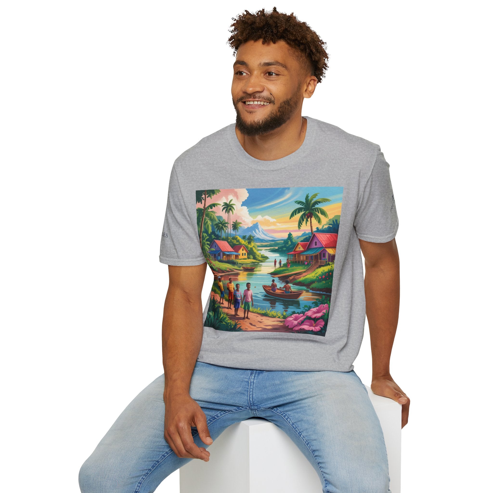 T-Shirt with Vibrant Landscape Design for Nature Lovers, Gift for Birthdays, Summer Trips, Relaxation, Graphic Tee, Pure Styles