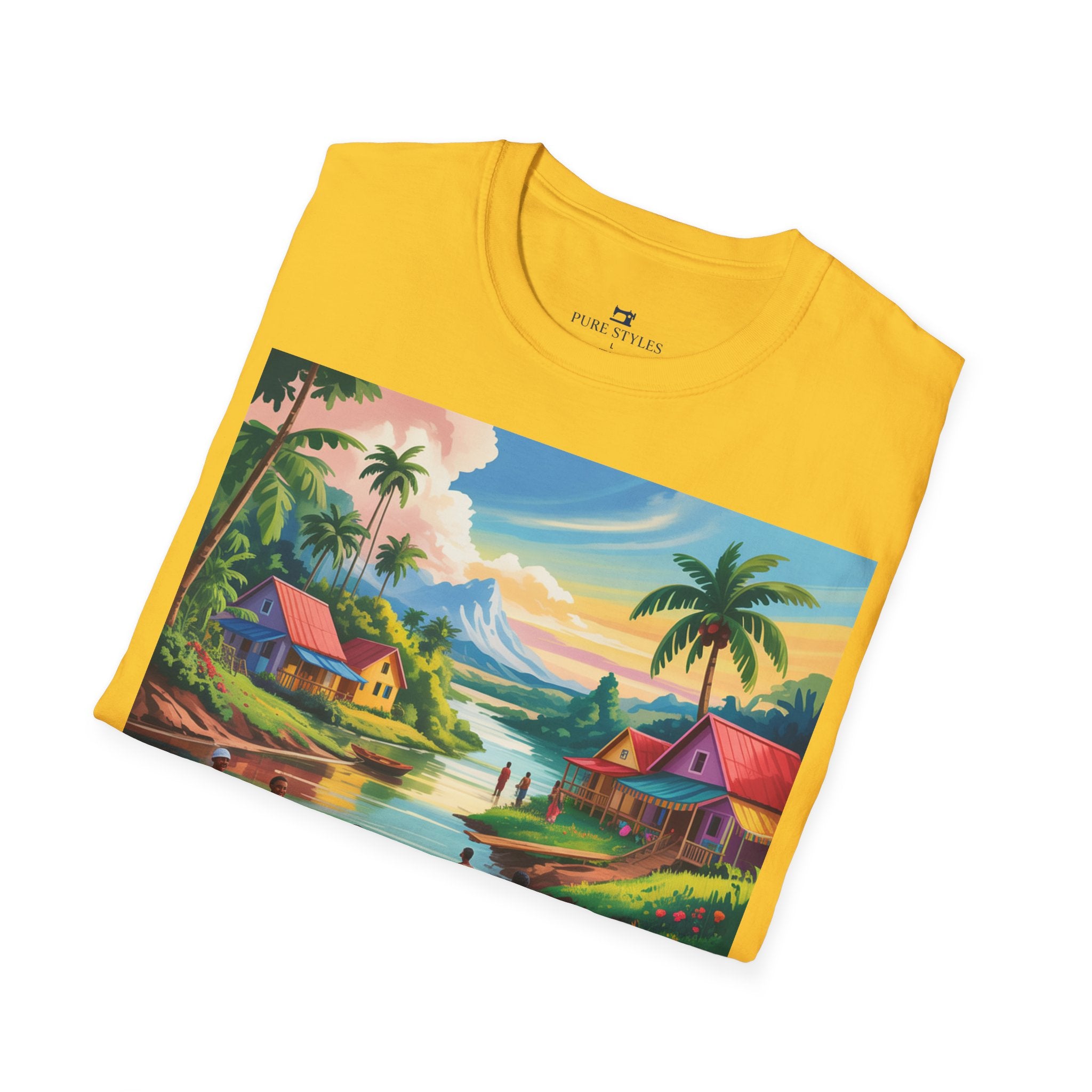 T-Shirt with Vibrant Landscape Design for Nature Lovers, Gift for Birthdays, Summer Trips, Relaxation, Graphic Tee, Pure Styles