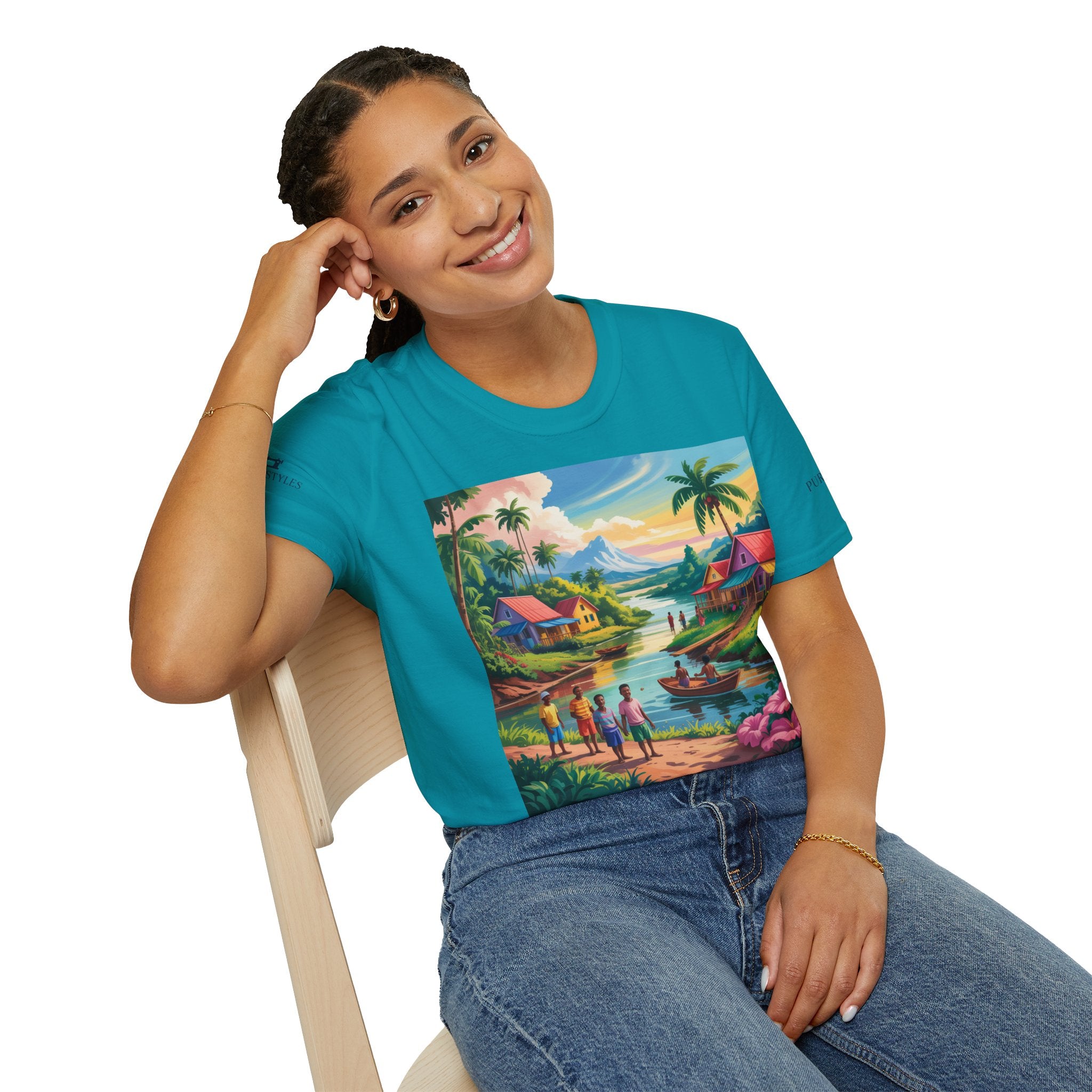 T-Shirt with Vibrant Landscape Design for Nature Lovers, Gift for Birthdays, Summer Trips, Relaxation, Graphic Tee, Pure Styles