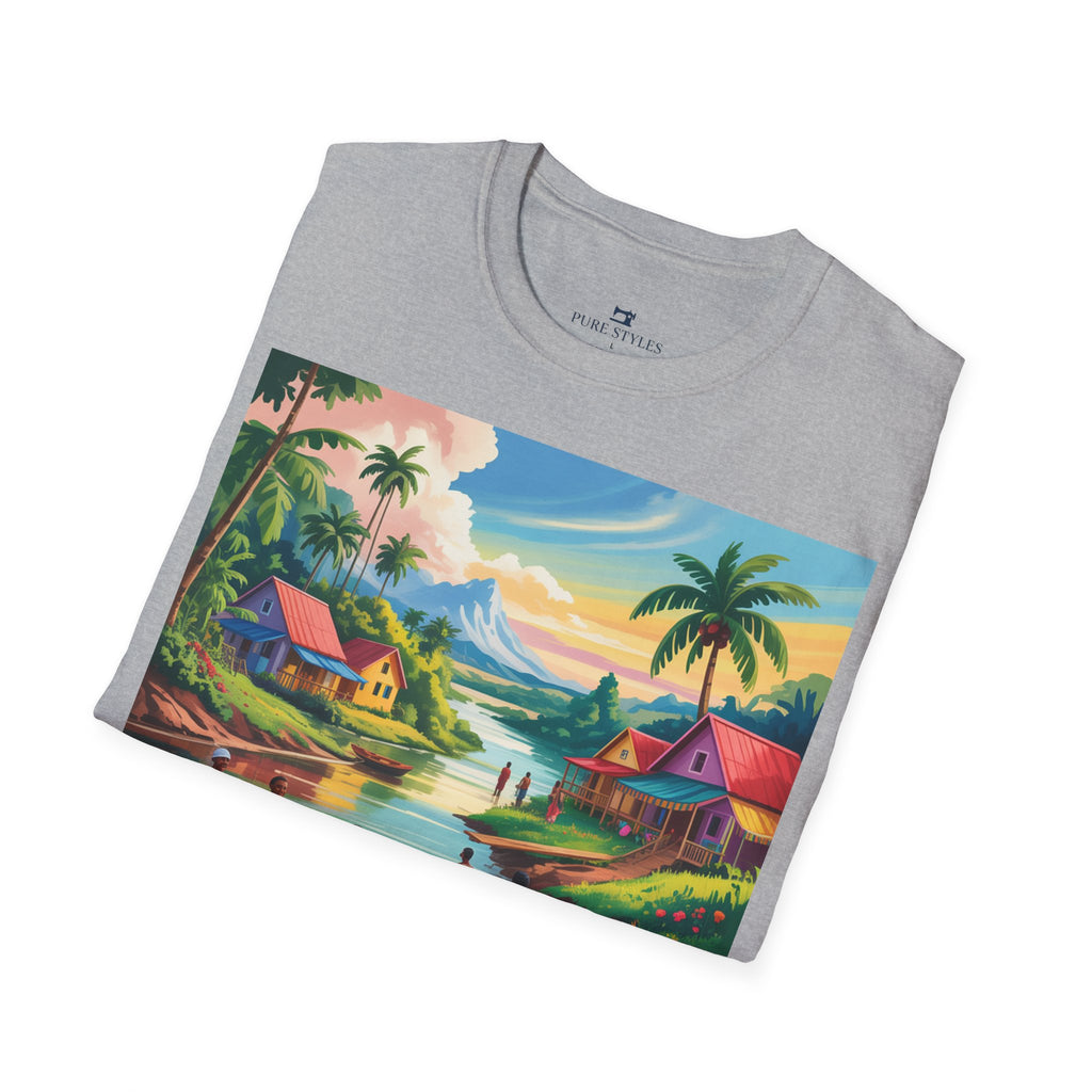 T-Shirt with Vibrant Landscape Design for Nature Lovers, Gift for Birthdays, Summer Trips, Relaxation, Graphic Tee, Pure Styles
