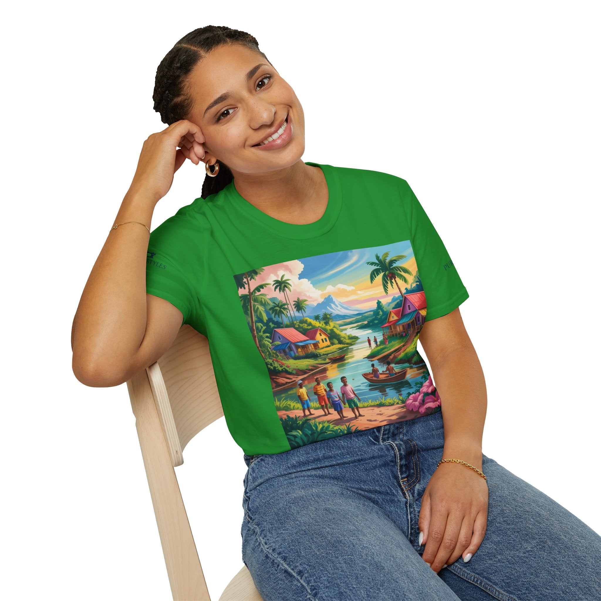 T-Shirt with Vibrant Landscape Design for Nature Lovers, Gift for Birthdays, Summer Trips, Relaxation, Graphic Tee, Pure Styles