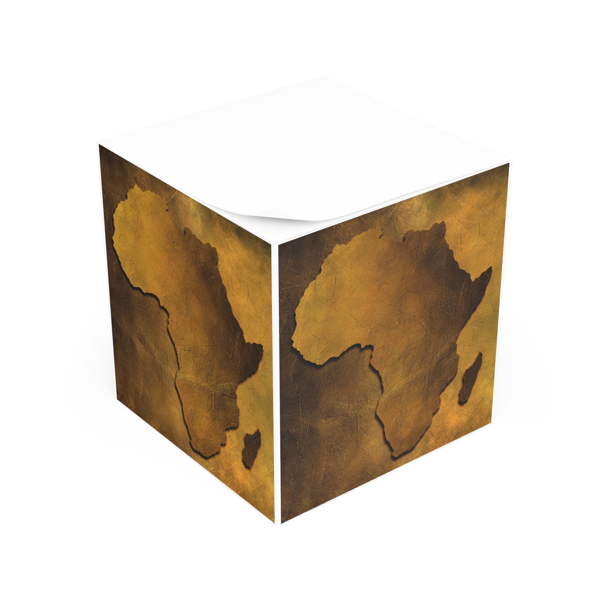 Rustic Africa Note Cube | Unique Desk Décor, Eco-Friendly Office Supplies, African Art Gift, Thoughtful Stationery, Memo Pad