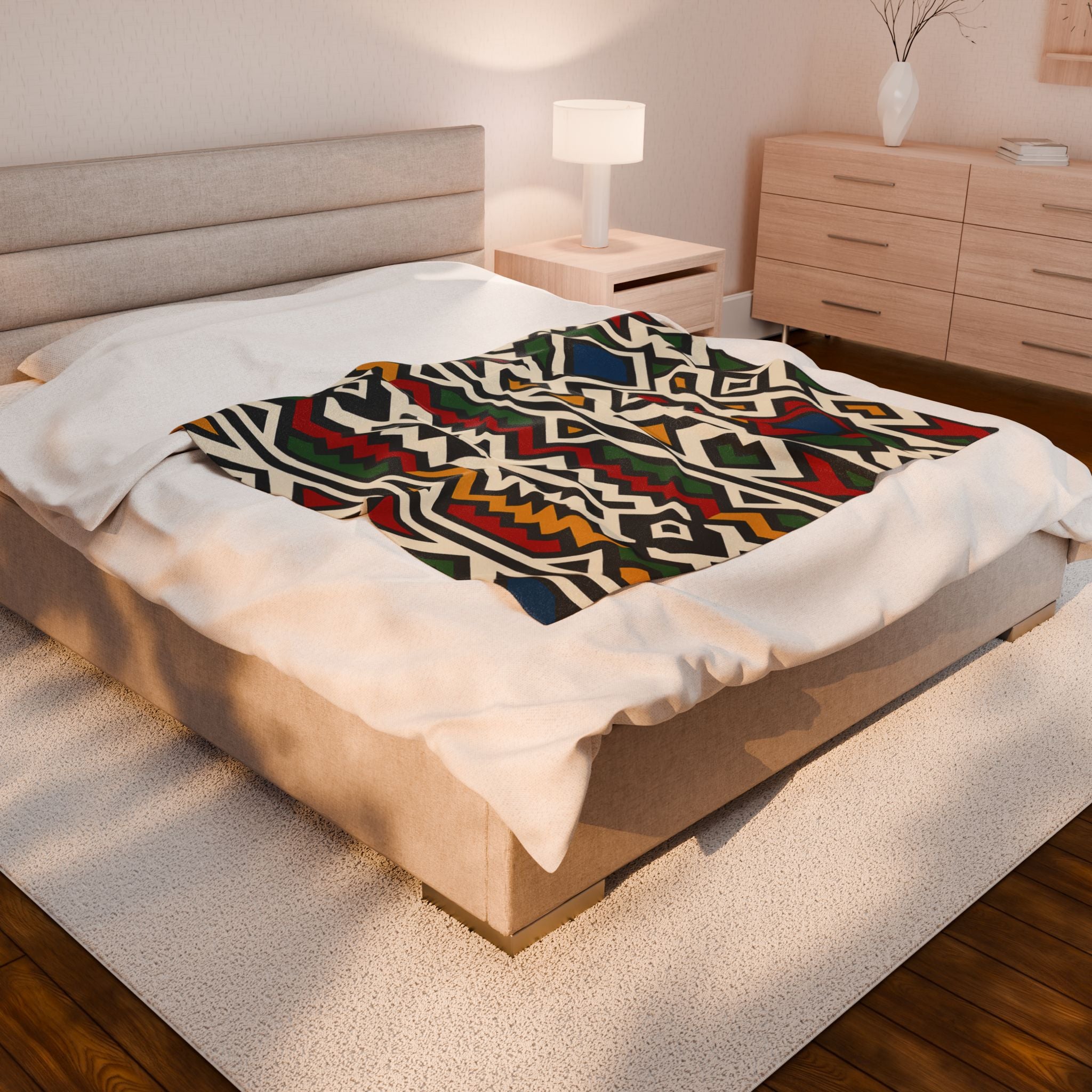 Cozy Tribal Velveteen Blanket - Soft Warm Throw for Home Decor, Gifts, Bed, Living Room, Couch Blanket