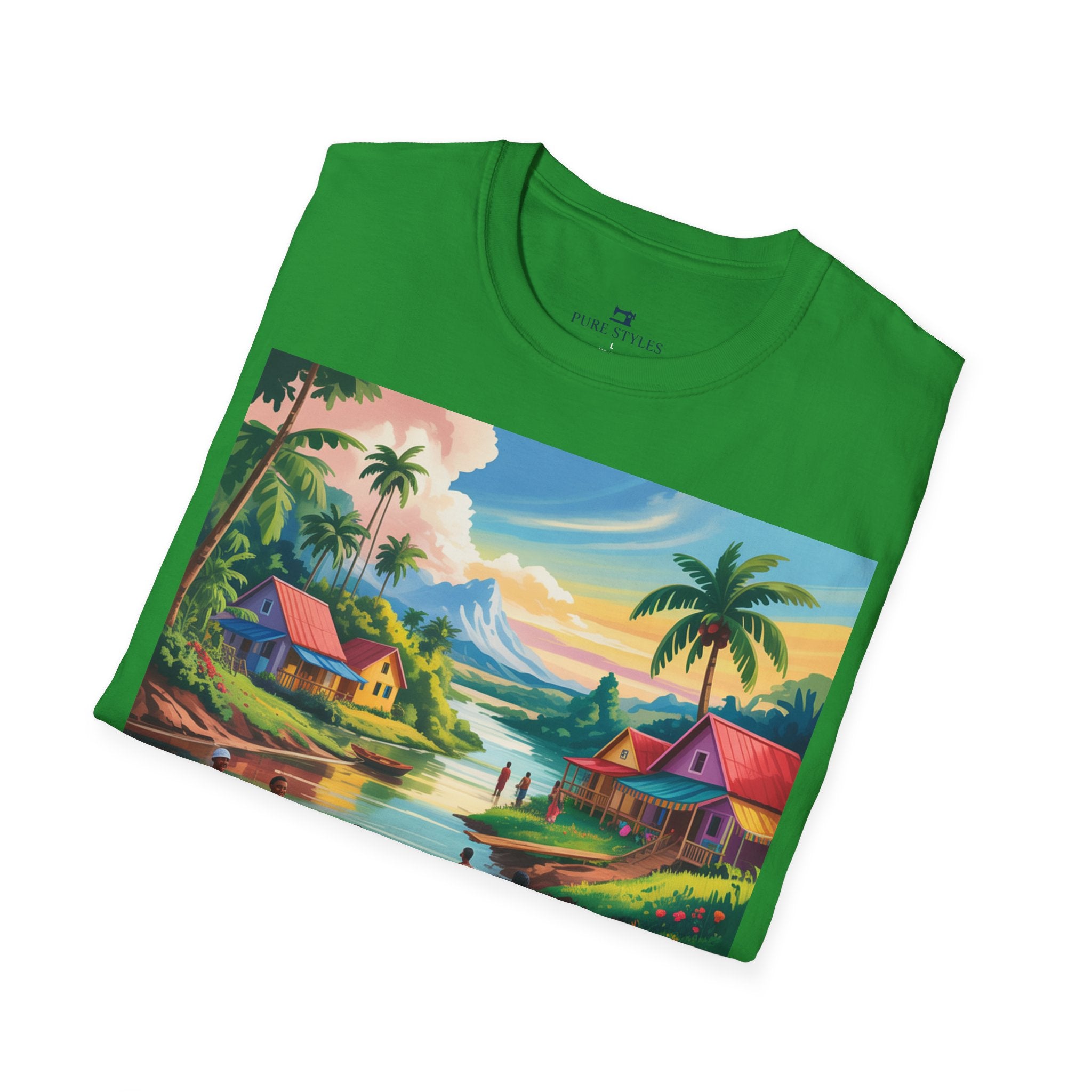 T-Shirt with Vibrant Landscape Design for Nature Lovers, Gift for Birthdays, Summer Trips, Relaxation, Graphic Tee, Pure Styles
