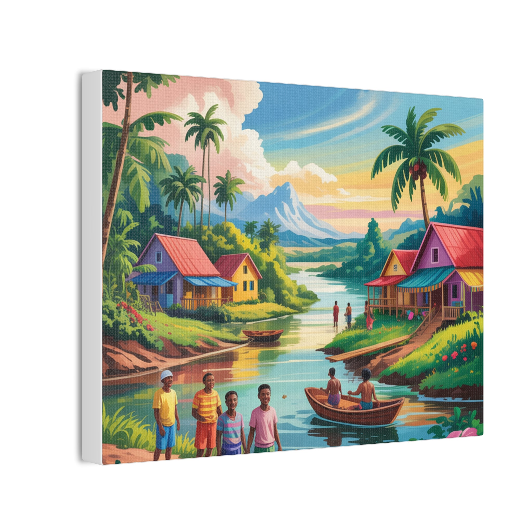 Vibrant Canvas Art Print, Tropical Landscape, Colorful Home Decor, Nautical Wall Artwork, Ideal for Living Room or Gift