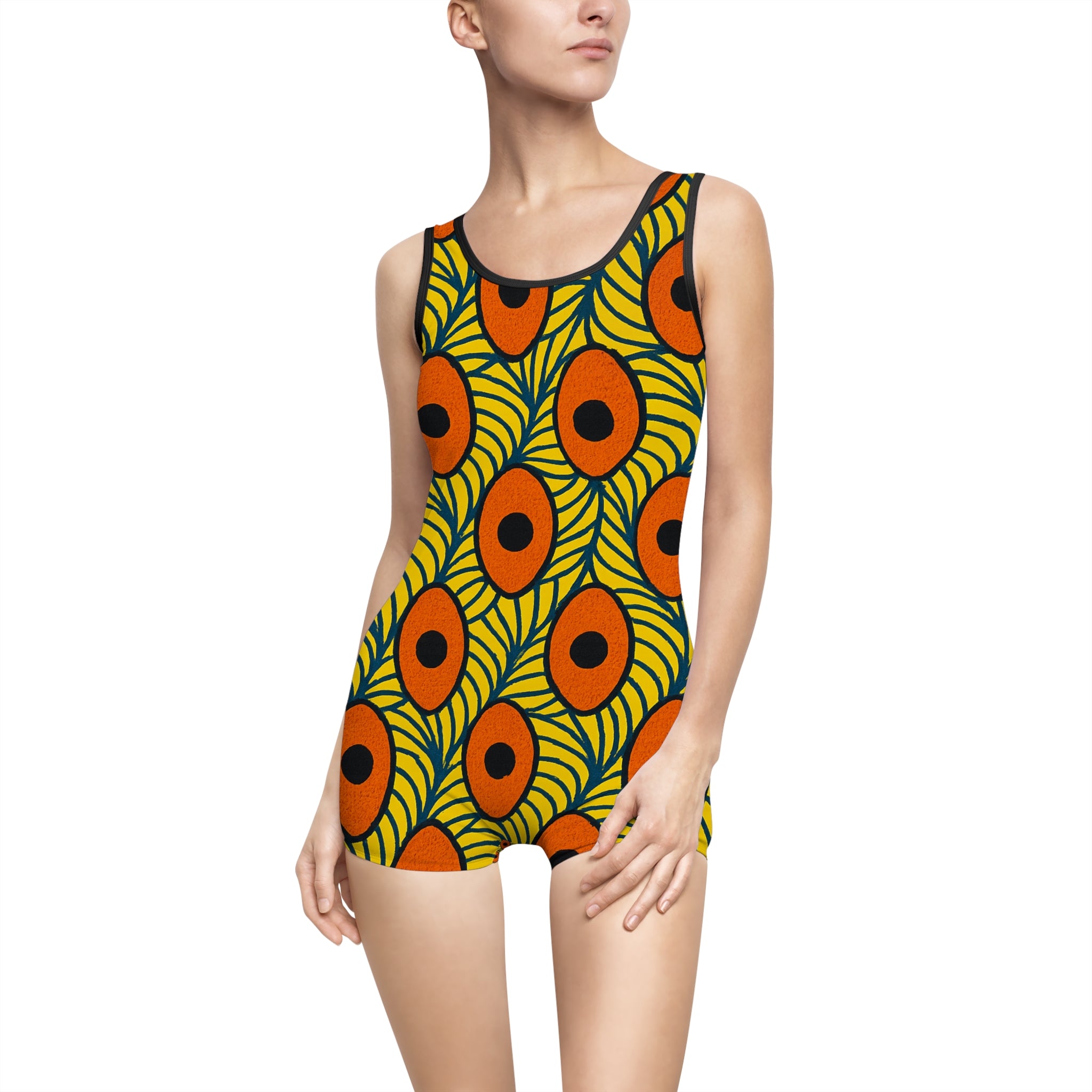 Vibrant Women's Vintage Swimsuit - Retro Print Swimmer, Beachwear, Pool Party Outfit, Summer Vacation Essential, Swimwear Gift