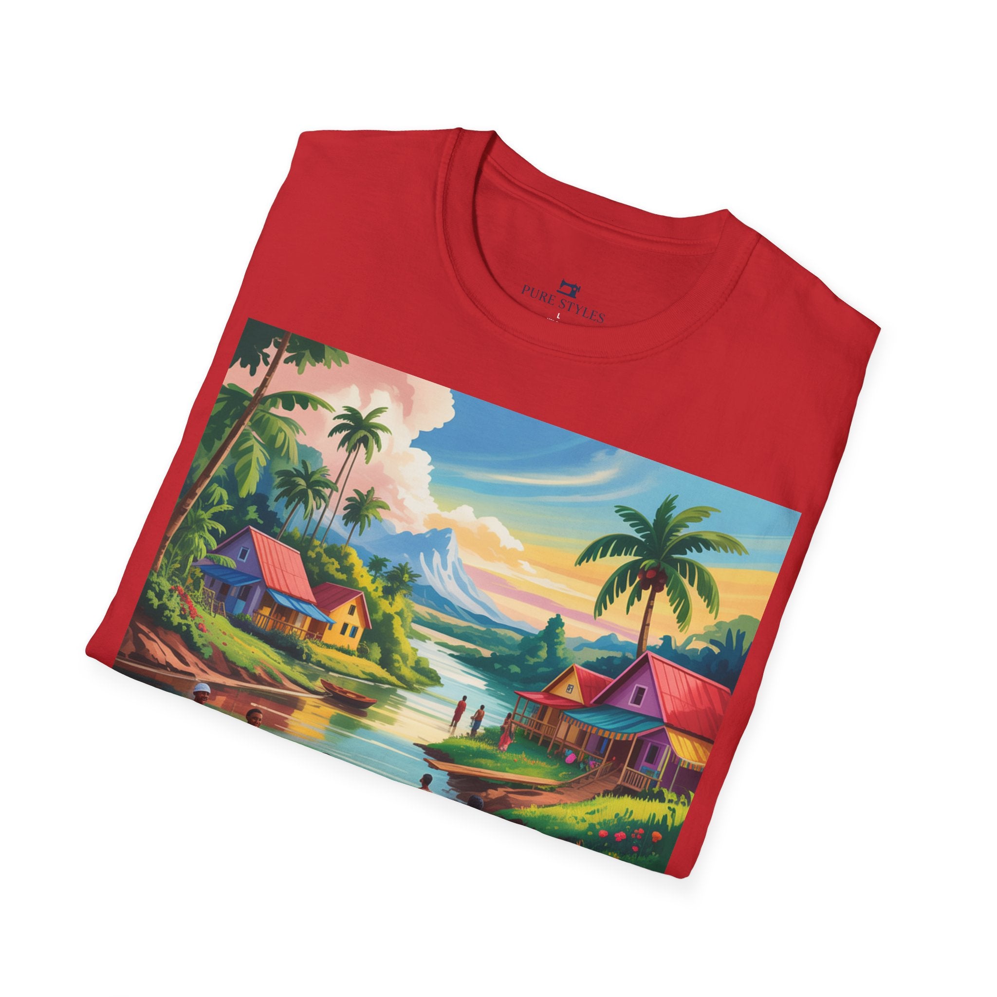 T-Shirt with Vibrant Landscape Design for Nature Lovers, Gift for Birthdays, Summer Trips, Relaxation, Graphic Tee, Pure Styles