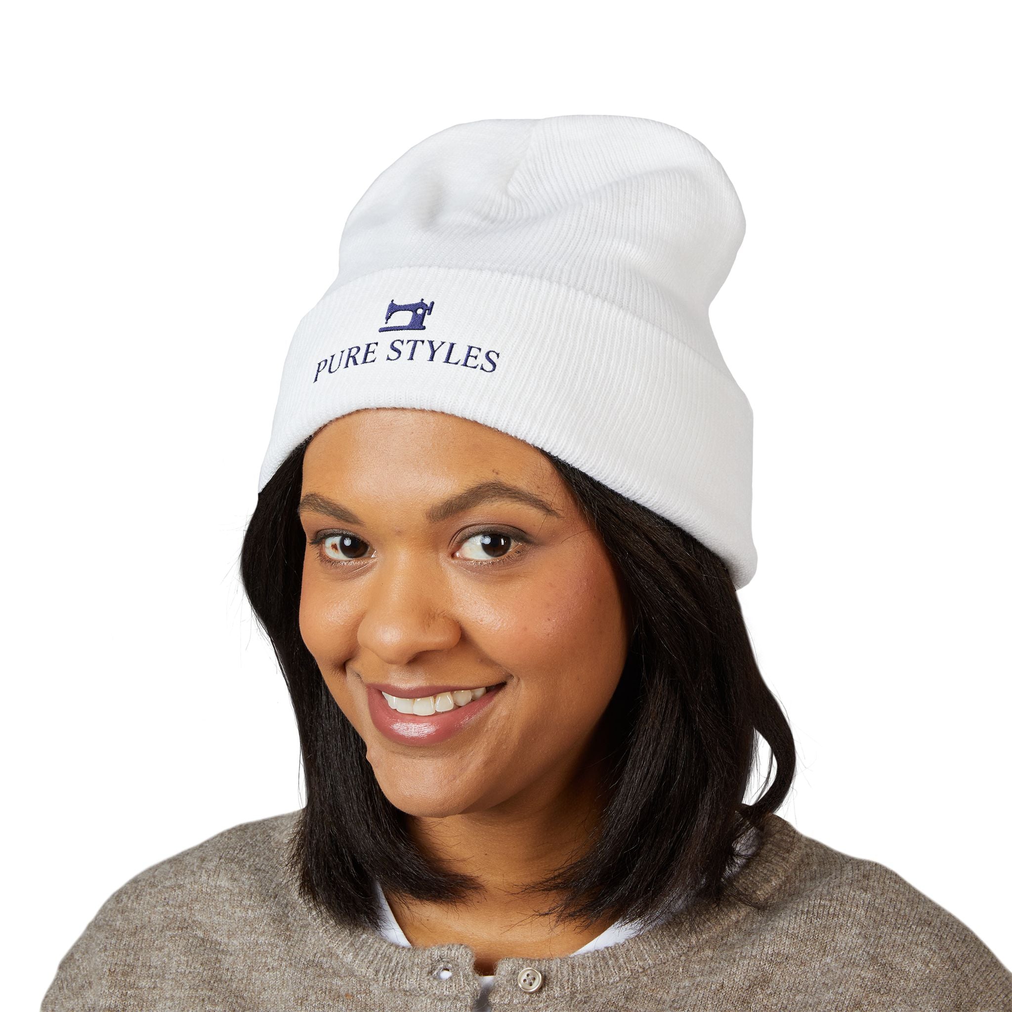 Embroidered Classic Cuffed Beanie, Stylish Winter Hat, Cozy Gifts for Him and Her, Fashionable Knit Headwear, Perfect for Outdoor Activities