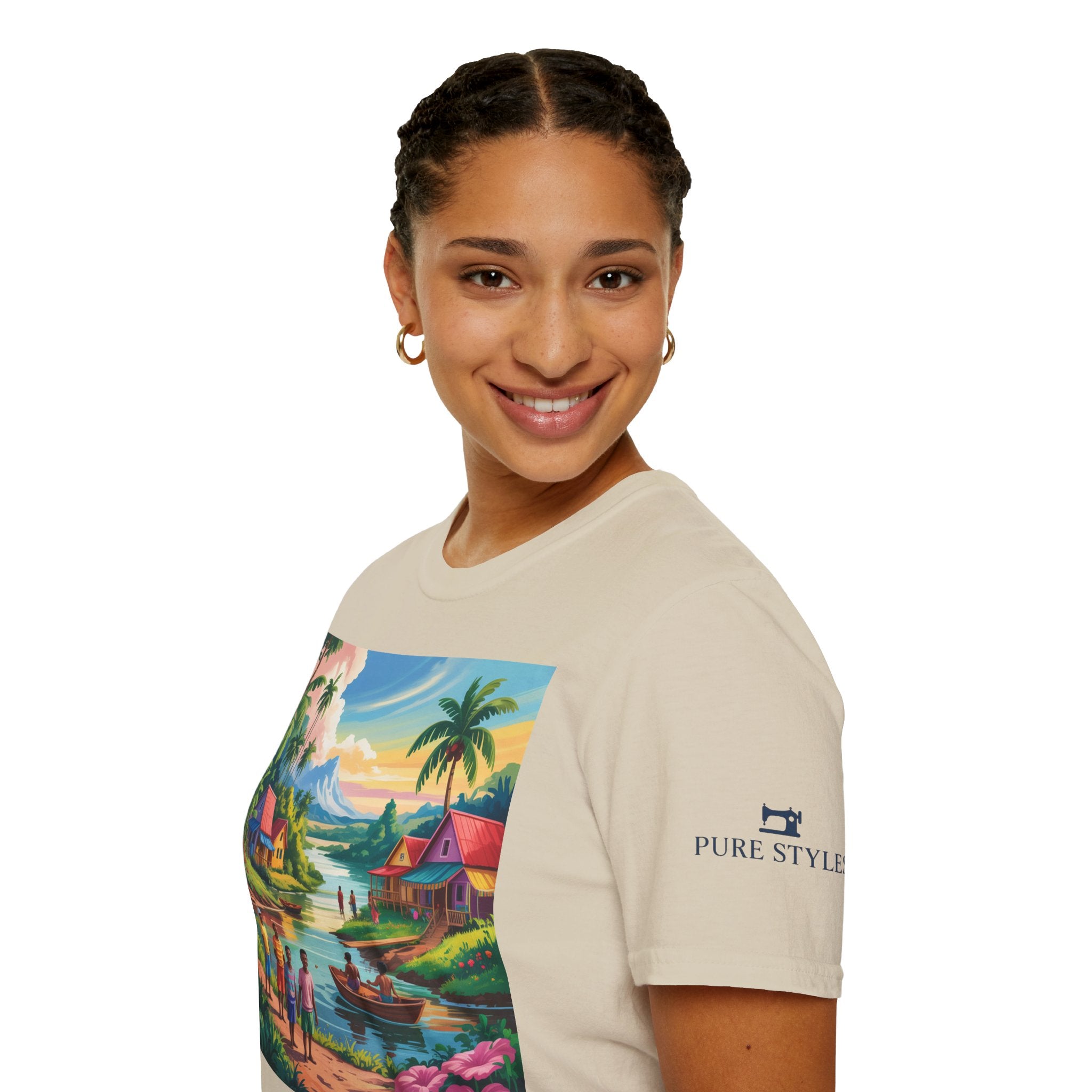 T-Shirt with Vibrant Landscape Design for Nature Lovers, Gift for Birthdays, Summer Trips, Relaxation, Graphic Tee, Pure Styles