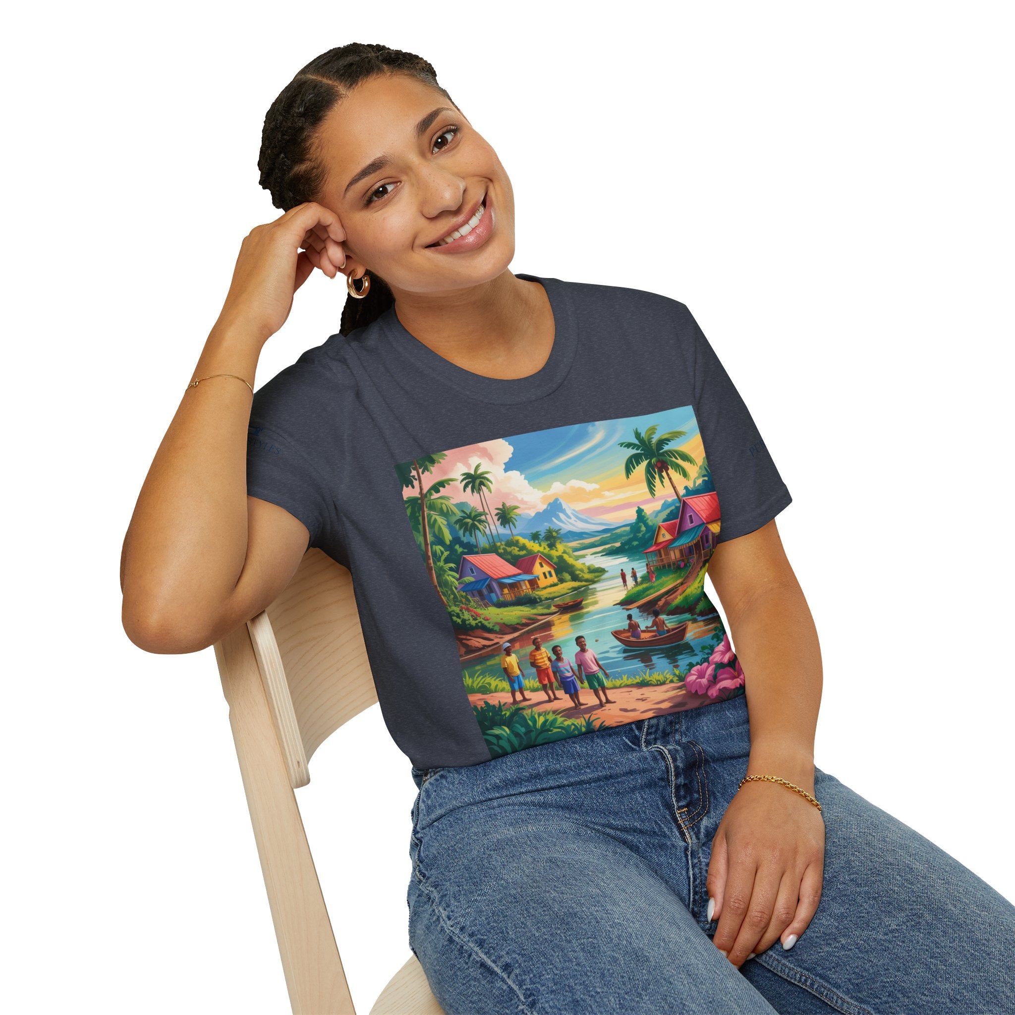 T-Shirt with Vibrant Landscape Design for Nature Lovers, Gift for Birthdays, Summer Trips, Relaxation, Graphic Tee, Pure Styles