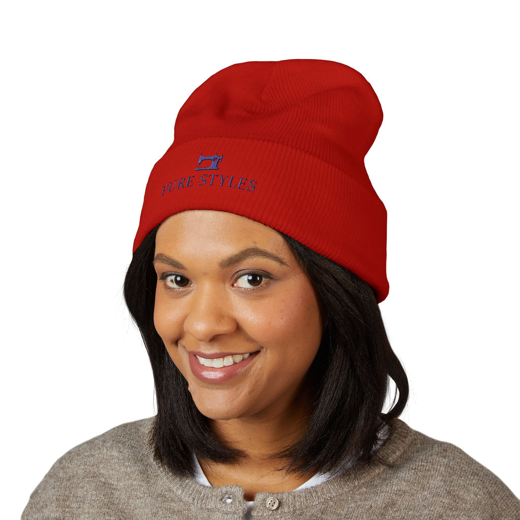 Embroidered Classic Cuffed Beanie, Stylish Winter Hat, Cozy Gifts for Him and Her, Fashionable Knit Headwear, Perfect for Outdoor Activities