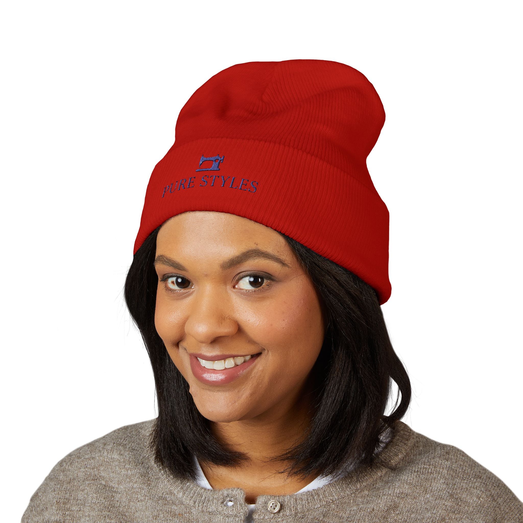 Embroidered Classic Cuffed Beanie, Stylish Winter Hat, Cozy Gifts for Him and Her, Fashionable Knit Headwear, Perfect for Outdoor Activities