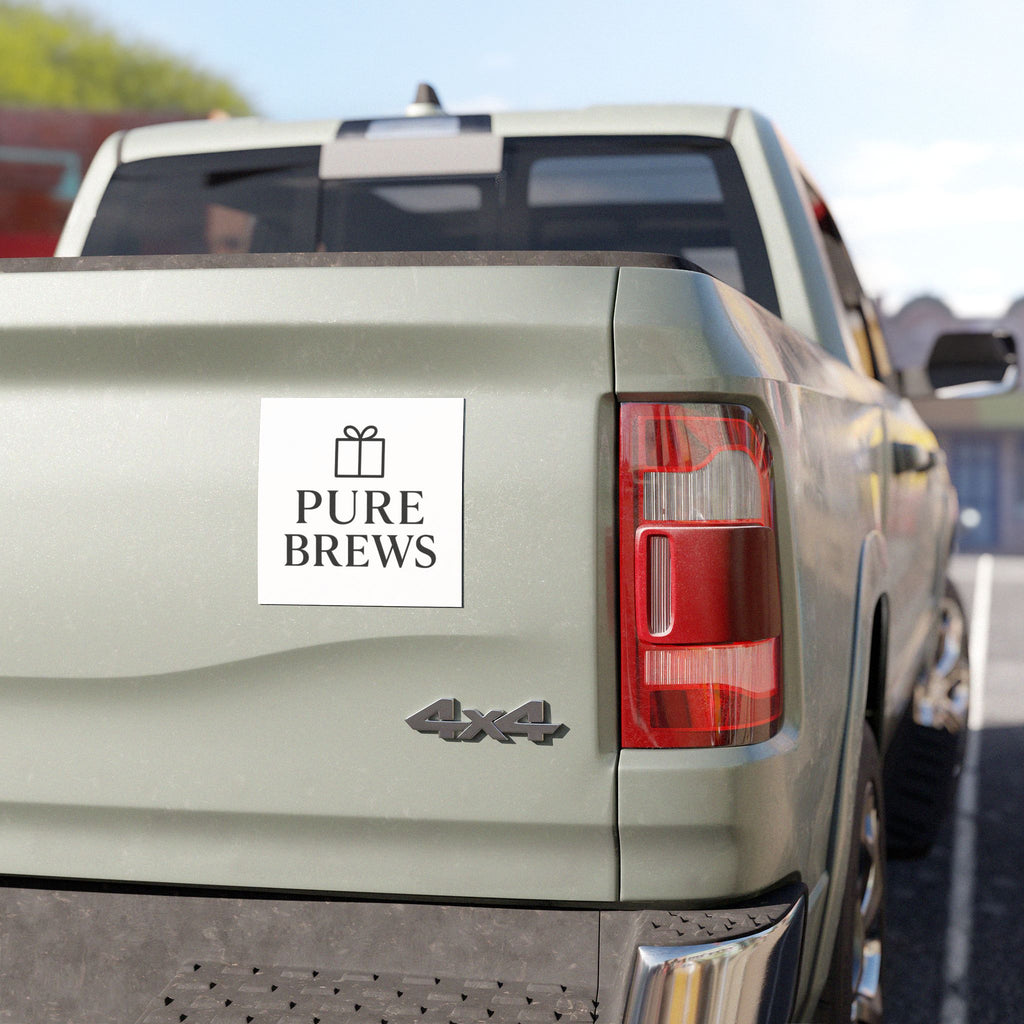 Pure Brews Car Magnet - Gift for Coffee Lovers, Funny Car Decor, Vehicle Accessories, Unique Gift Idea, Homebrew Enthusiast