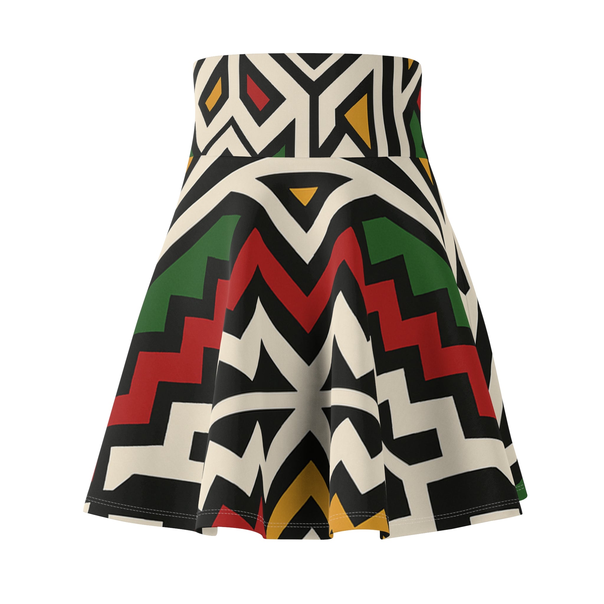 Trendy Women's Skater Skirt with Bold Tribal Print, Casual Outfit, Summer Vibes, Festival Wear, Unique Gift for Her