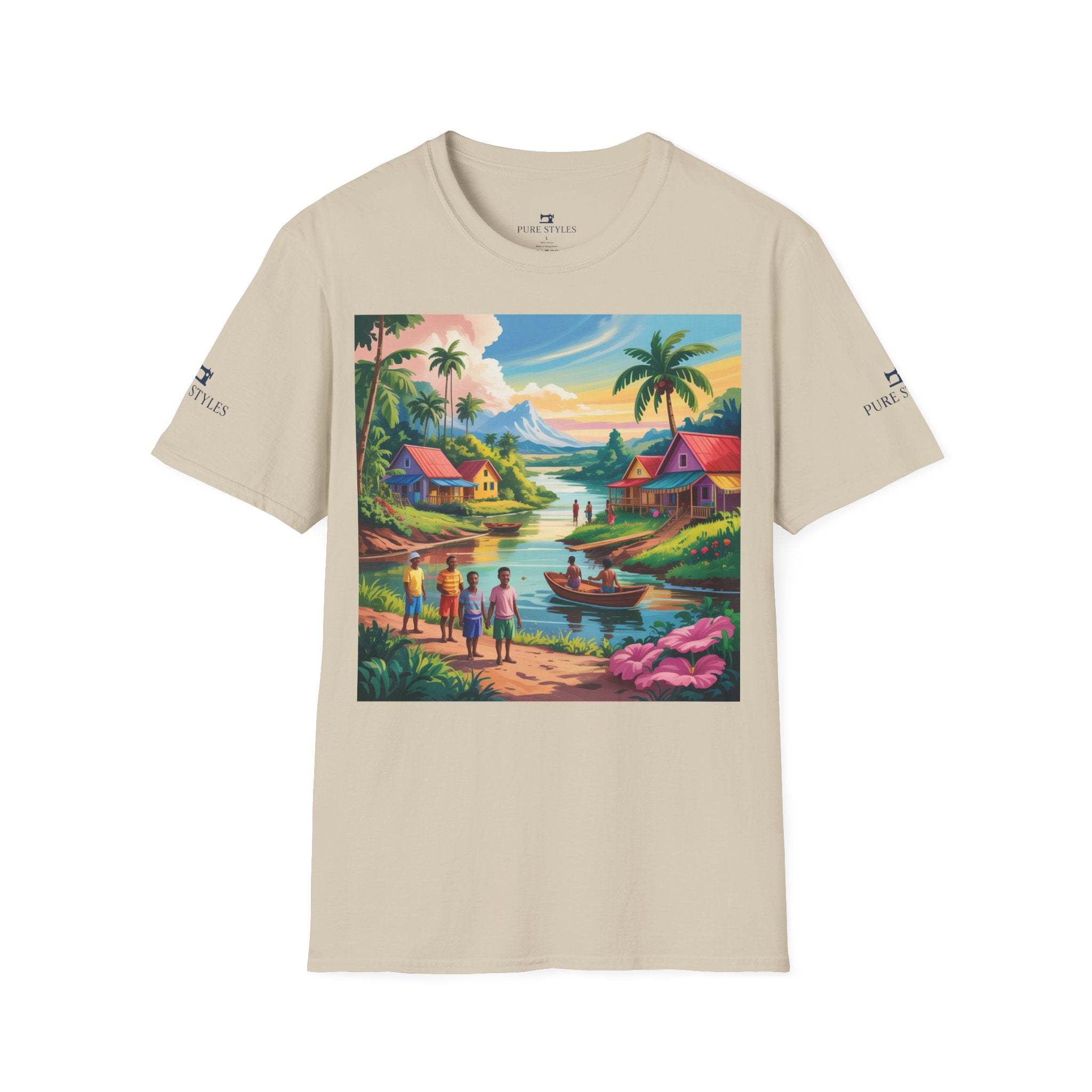 T-Shirt with Vibrant Landscape Design for Nature Lovers, Gift for Birthdays, Summer Trips, Relaxation, Graphic Tee, Pure Styles
