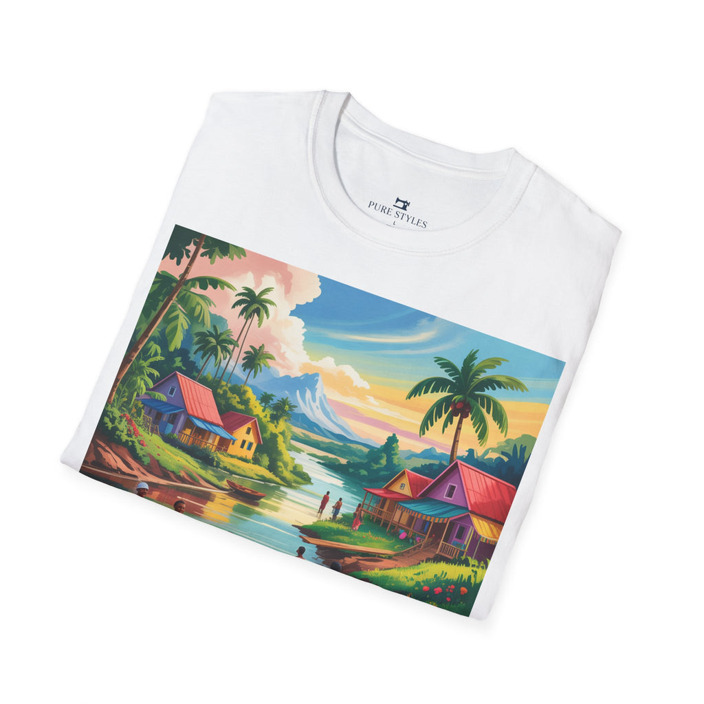 T-Shirt with Vibrant Landscape Design for Nature Lovers, Gift for Birthdays, Summer Trips, Relaxation, Graphic Tee, Pure Styles