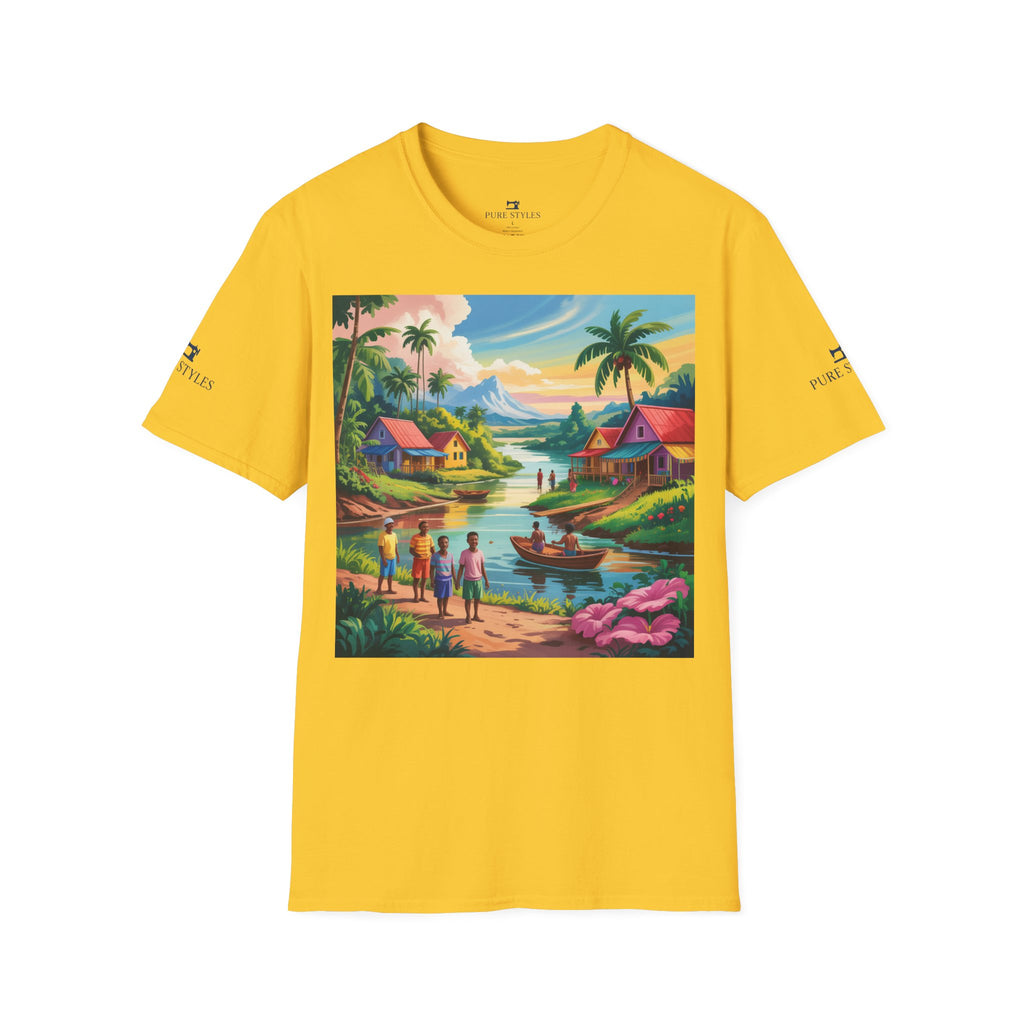 T-Shirt with Vibrant Landscape Design for Nature Lovers, Gift for Birthdays, Summer Trips, Relaxation, Graphic Tee, Pure Styles
