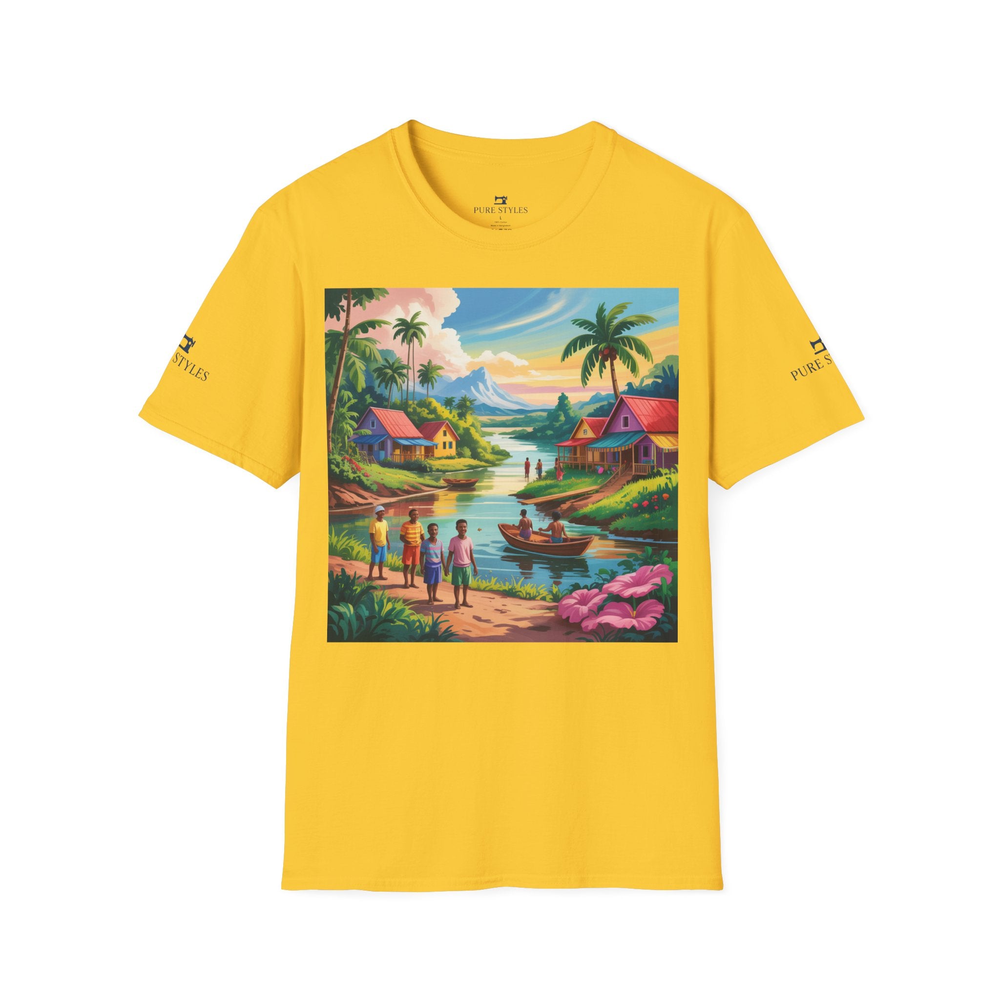 T-Shirt with Vibrant Landscape Design for Nature Lovers, Gift for Birthdays, Summer Trips, Relaxation, Graphic Tee, Pure Styles