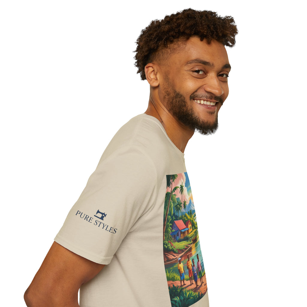 T-Shirt with Vibrant Landscape Design for Nature Lovers, Gift for Birthdays, Summer Trips, Relaxation, Graphic Tee, Pure Styles