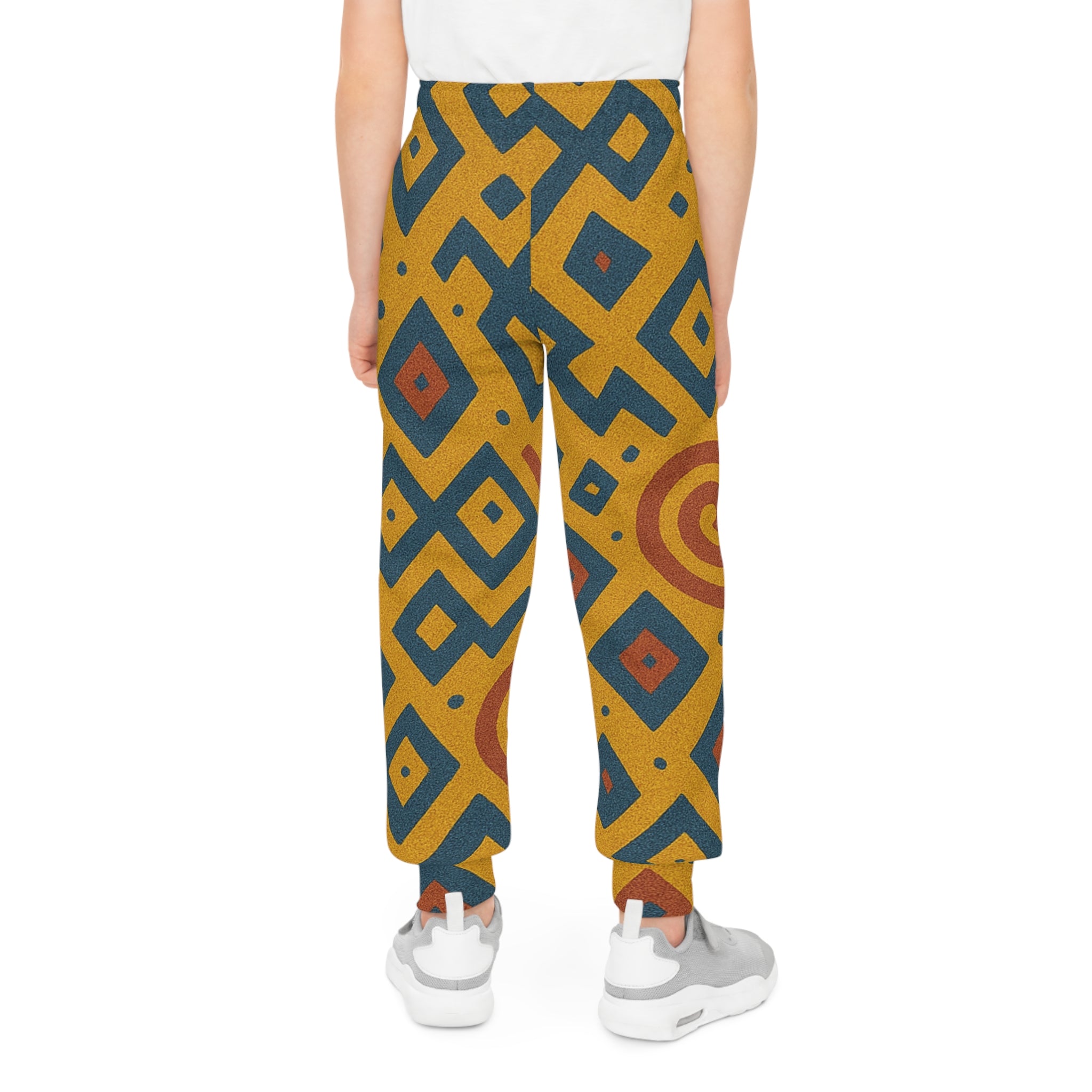 Youth Joggers with Geometric Pattern, Trendy Sweatpants for Kids, Comfortable Lounge Wear, Perfect for Playdates, Easter, Birthdays