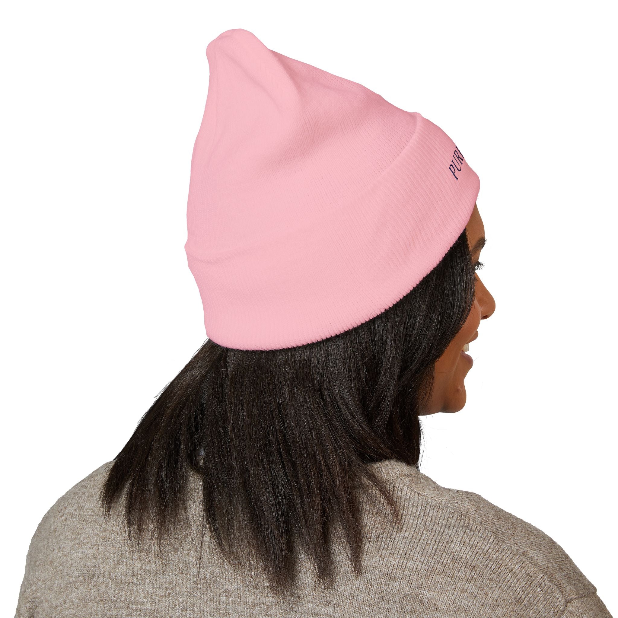 Embroidered Classic Cuffed Beanie, Stylish Winter Hat, Cozy Gifts for Him and Her, Fashionable Knit Headwear, Perfect for Outdoor Activities