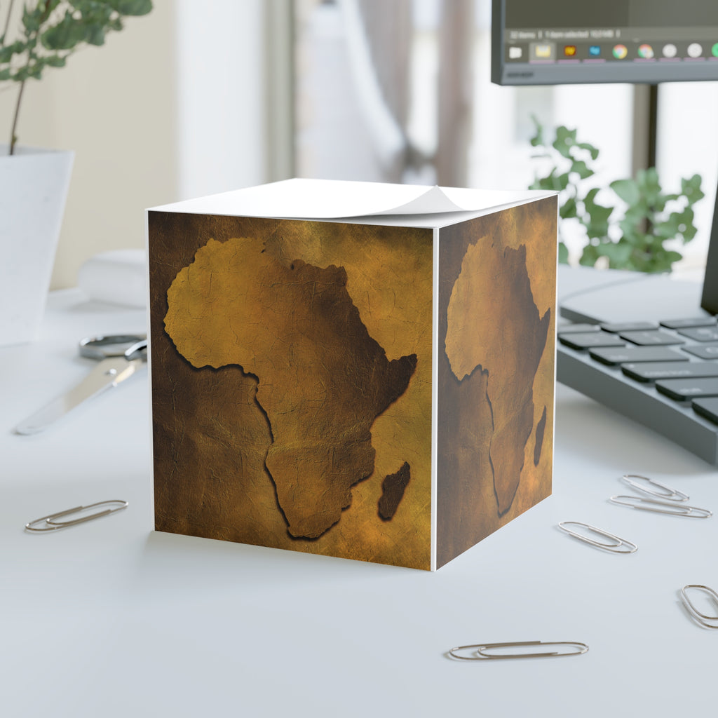 Rustic Africa Note Cube | Unique Desk Décor, Eco-Friendly Office Supplies, African Art Gift, Thoughtful Stationery, Memo Pad