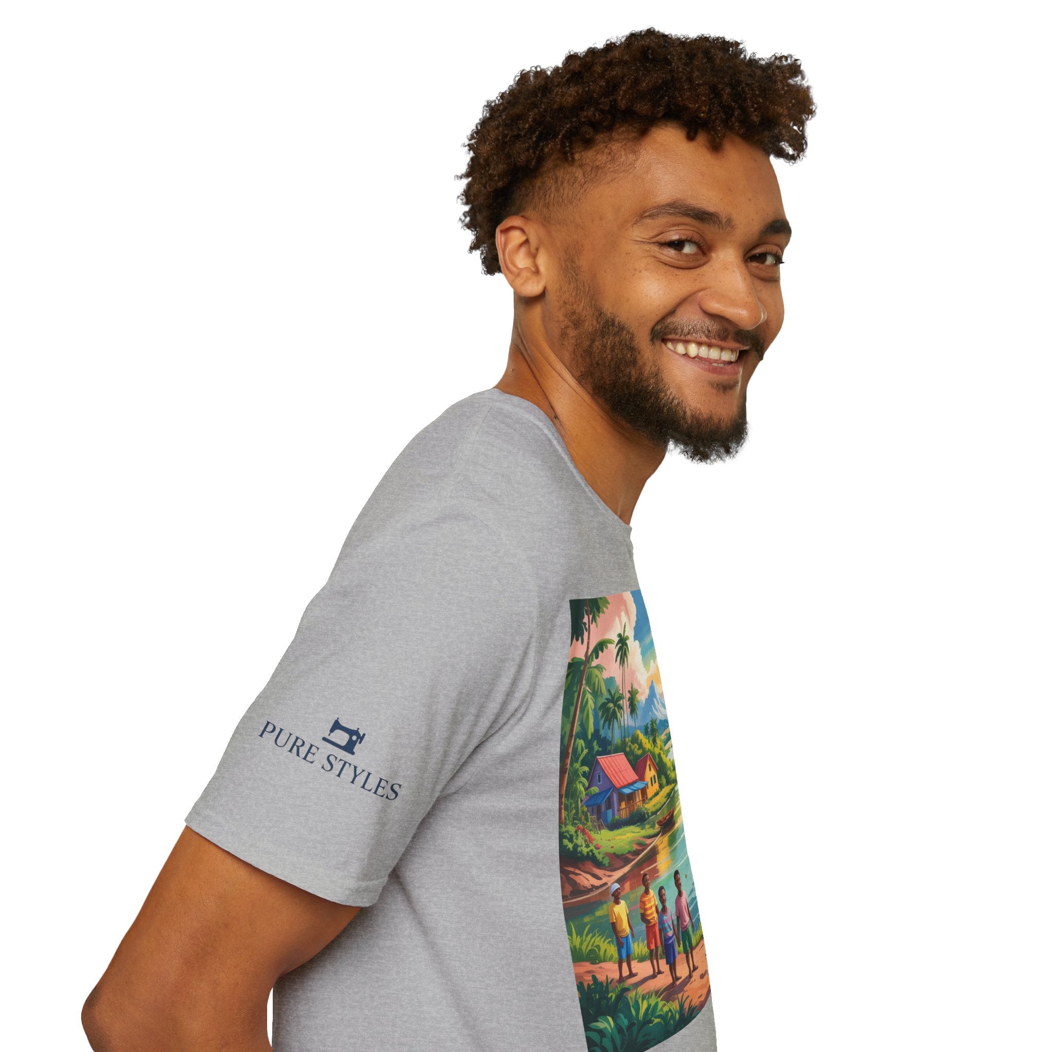 T-Shirt with Vibrant Landscape Design for Nature Lovers, Gift for Birthdays, Summer Trips, Relaxation, Graphic Tee, Pure Styles
