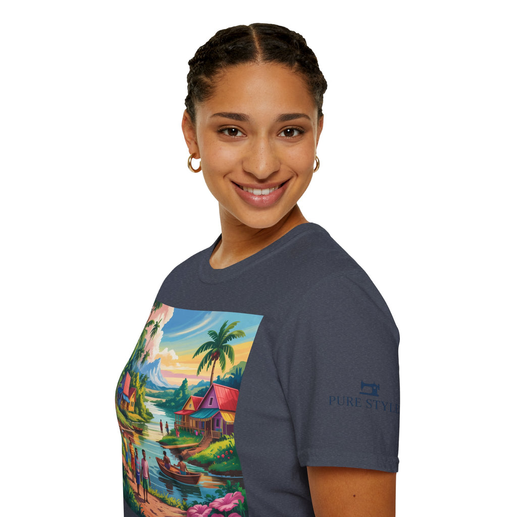 T-Shirt with Vibrant Landscape Design for Nature Lovers, Gift for Birthdays, Summer Trips, Relaxation, Graphic Tee, Pure Styles