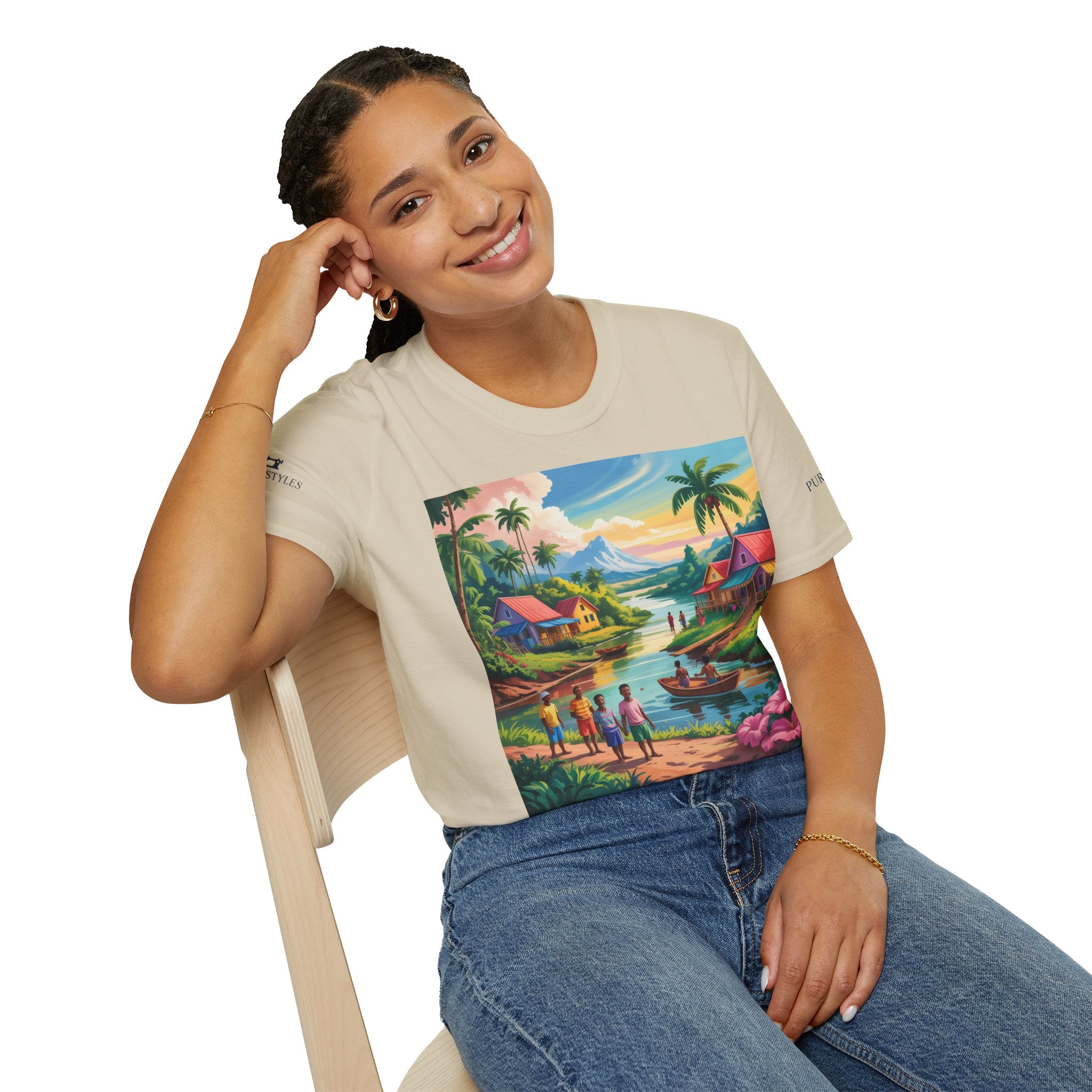 T-Shirt with Vibrant Landscape Design for Nature Lovers, Gift for Birthdays, Summer Trips, Relaxation, Graphic Tee, Pure Styles