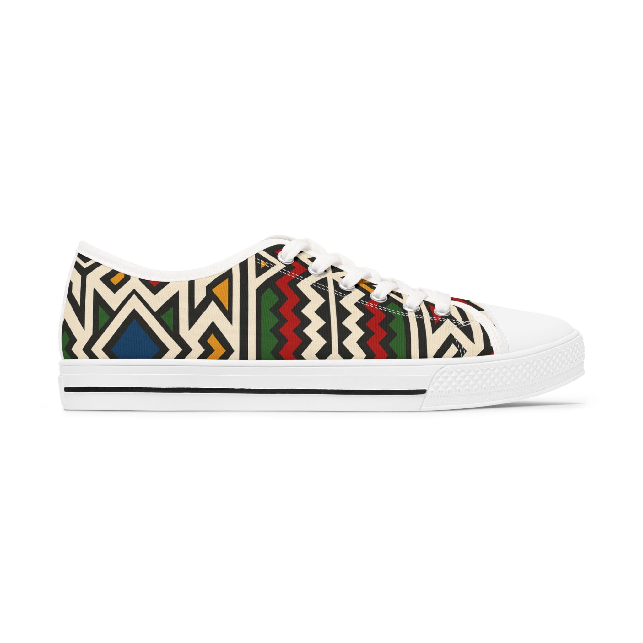 Trendy Women's Low Top Sneakers with Tribal Patterns, Casual Footwear, Everyday Sneakers, Unique Gift, Festival Shoes