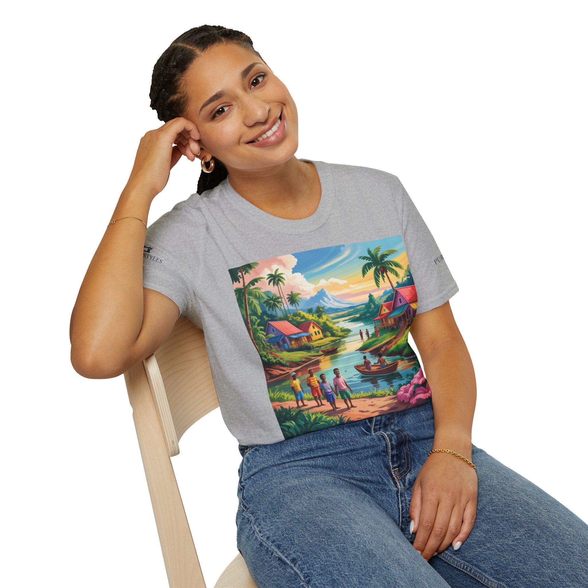 T-Shirt with Vibrant Landscape Design for Nature Lovers, Gift for Birthdays, Summer Trips, Relaxation, Graphic Tee, Pure Styles