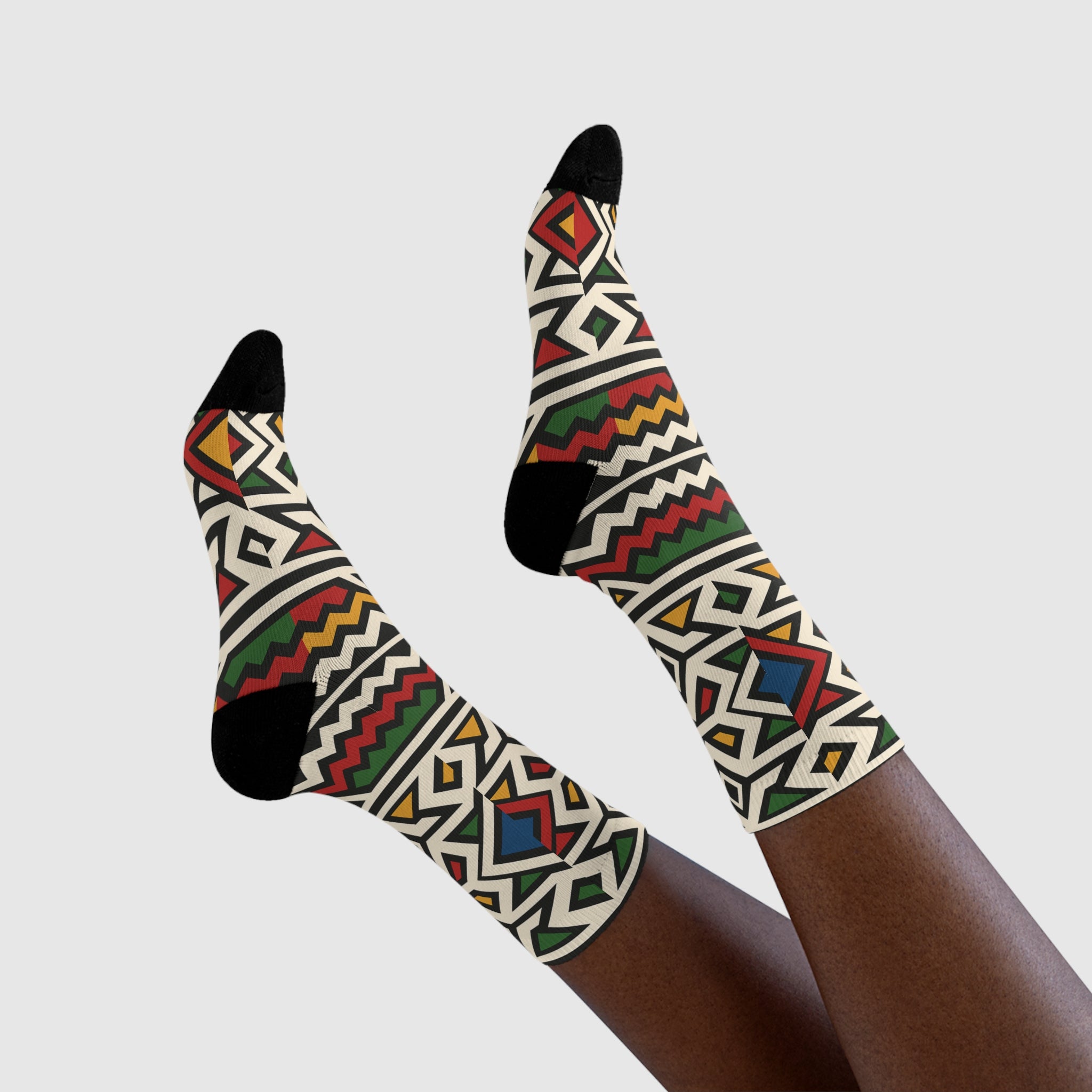 Tribal Sublimation Crew Socks | Colorful Patterned Socks for Men & Women, Gift for Holidays, Casual Wear, Unique Design