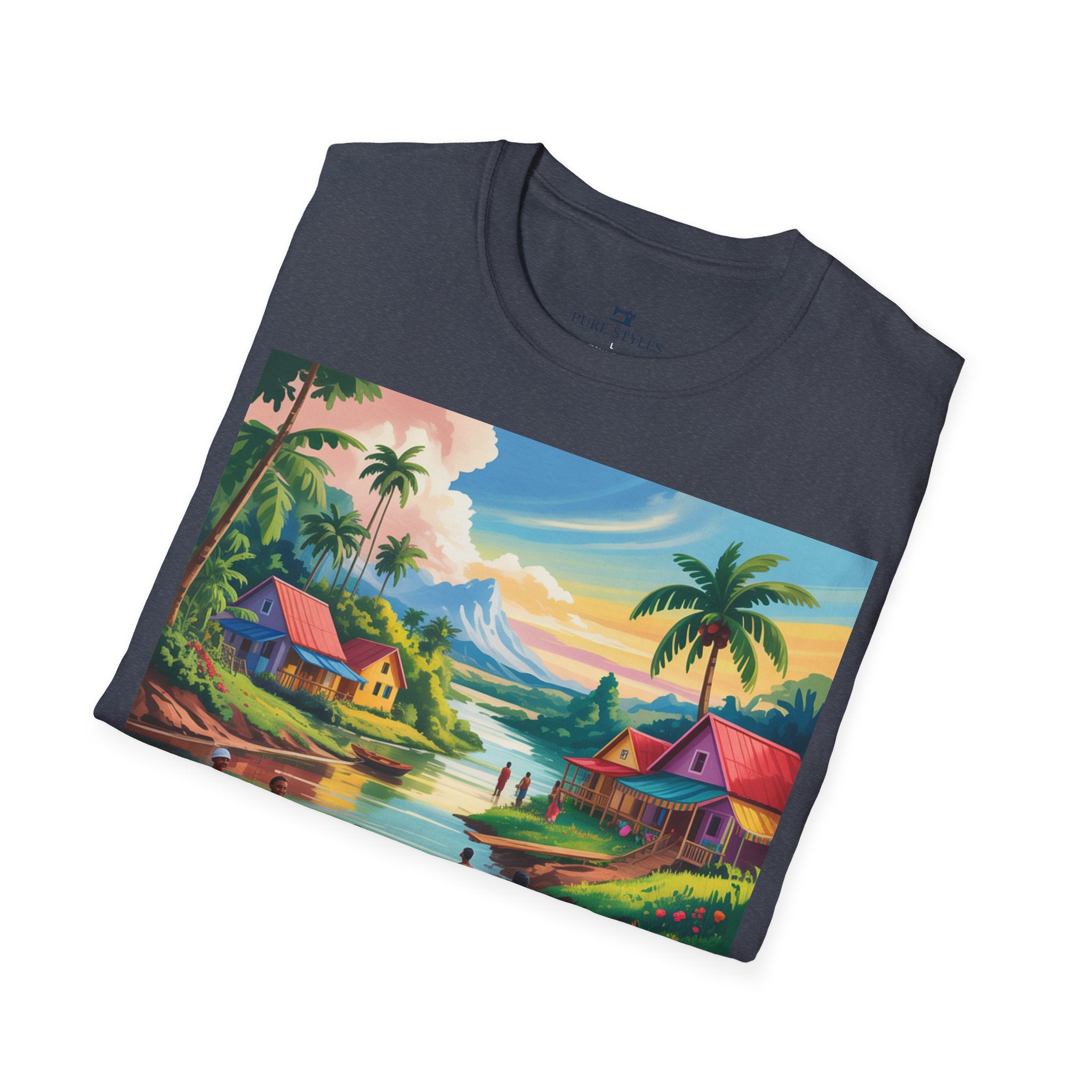 T-Shirt with Vibrant Landscape Design for Nature Lovers, Gift for Birthdays, Summer Trips, Relaxation, Graphic Tee, Pure Styles