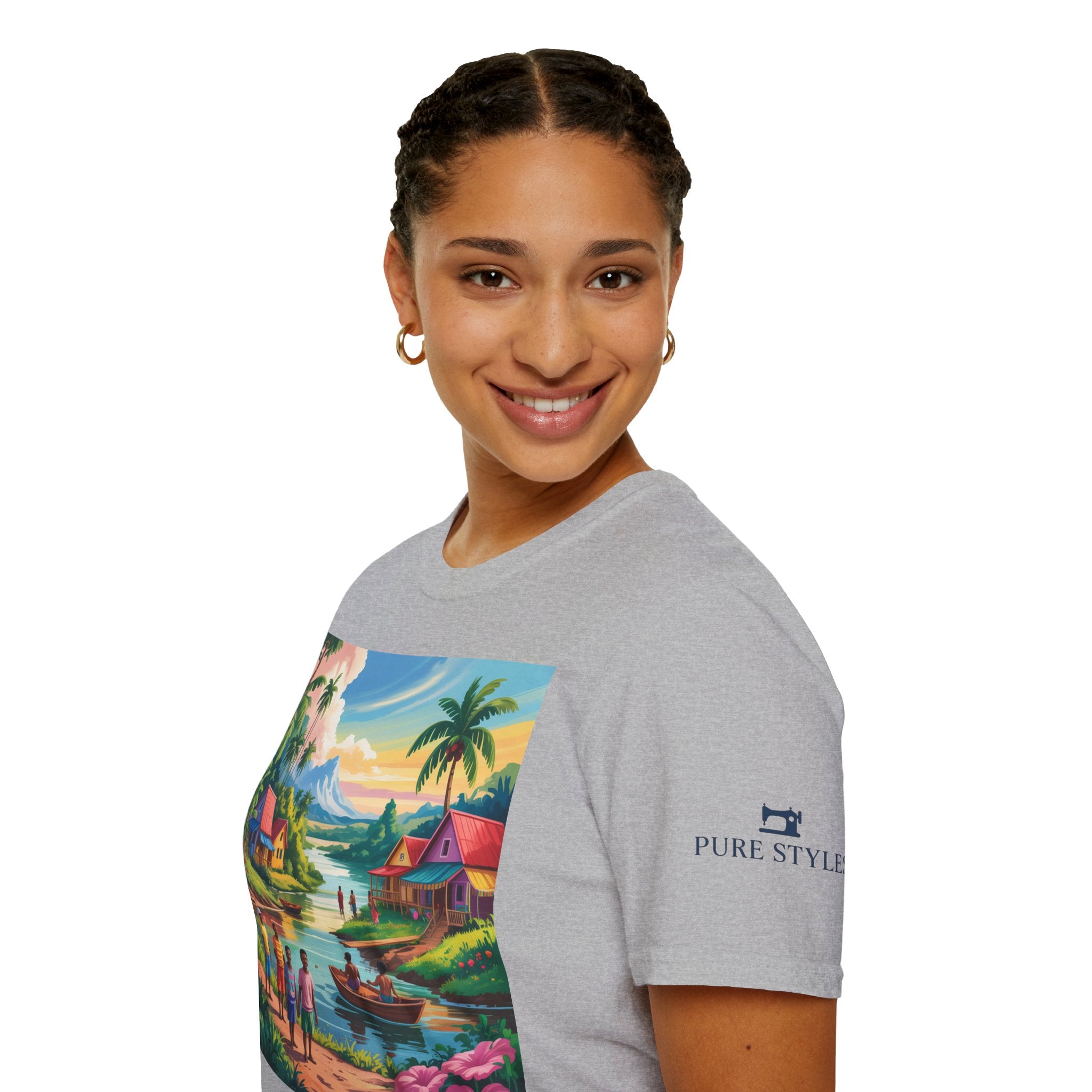 T-Shirt with Vibrant Landscape Design for Nature Lovers, Gift for Birthdays, Summer Trips, Relaxation, Graphic Tee, Pure Styles