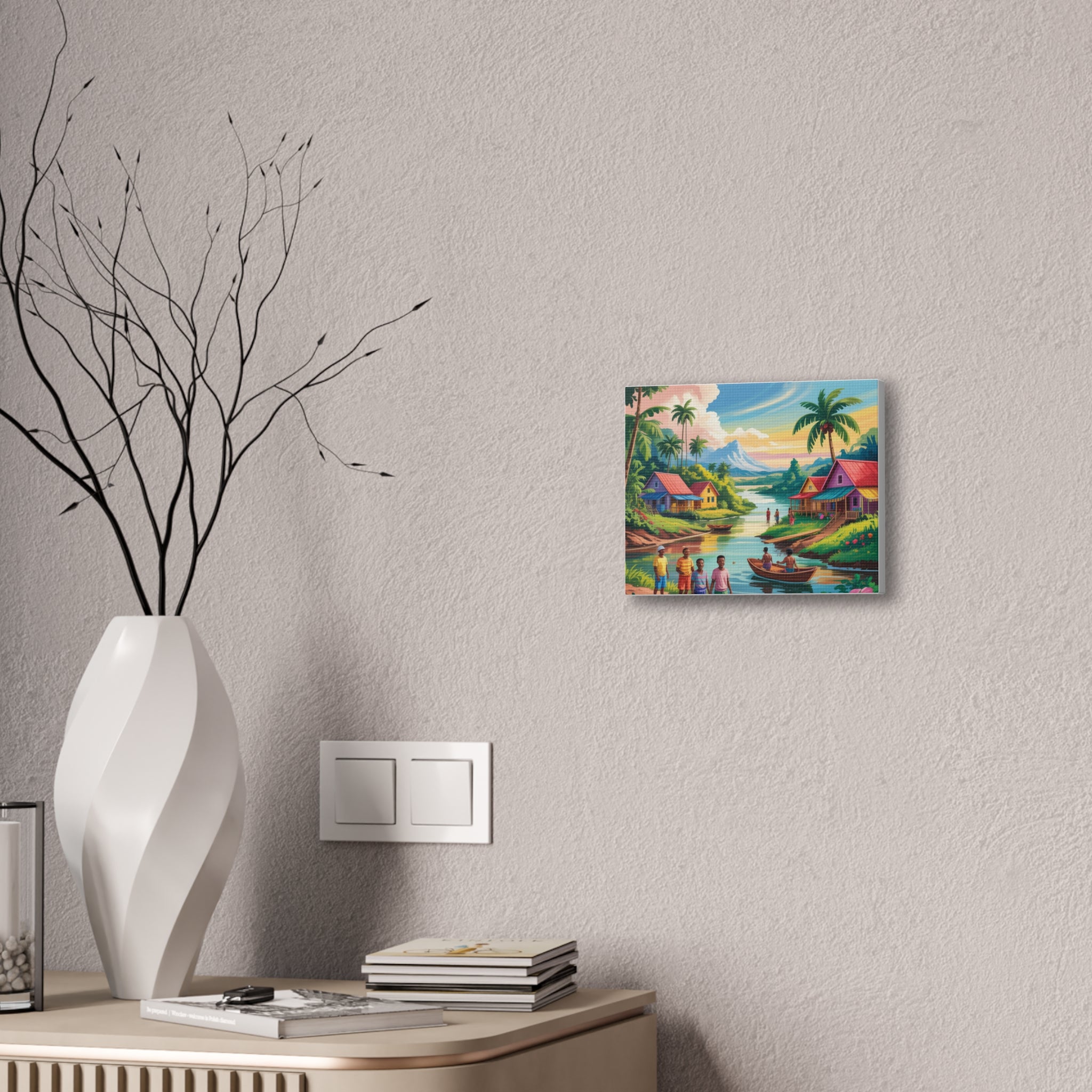Vibrant Canvas Art Print, Tropical Landscape, Colorful Home Decor, Nautical Wall Artwork, Ideal for Living Room or Gift