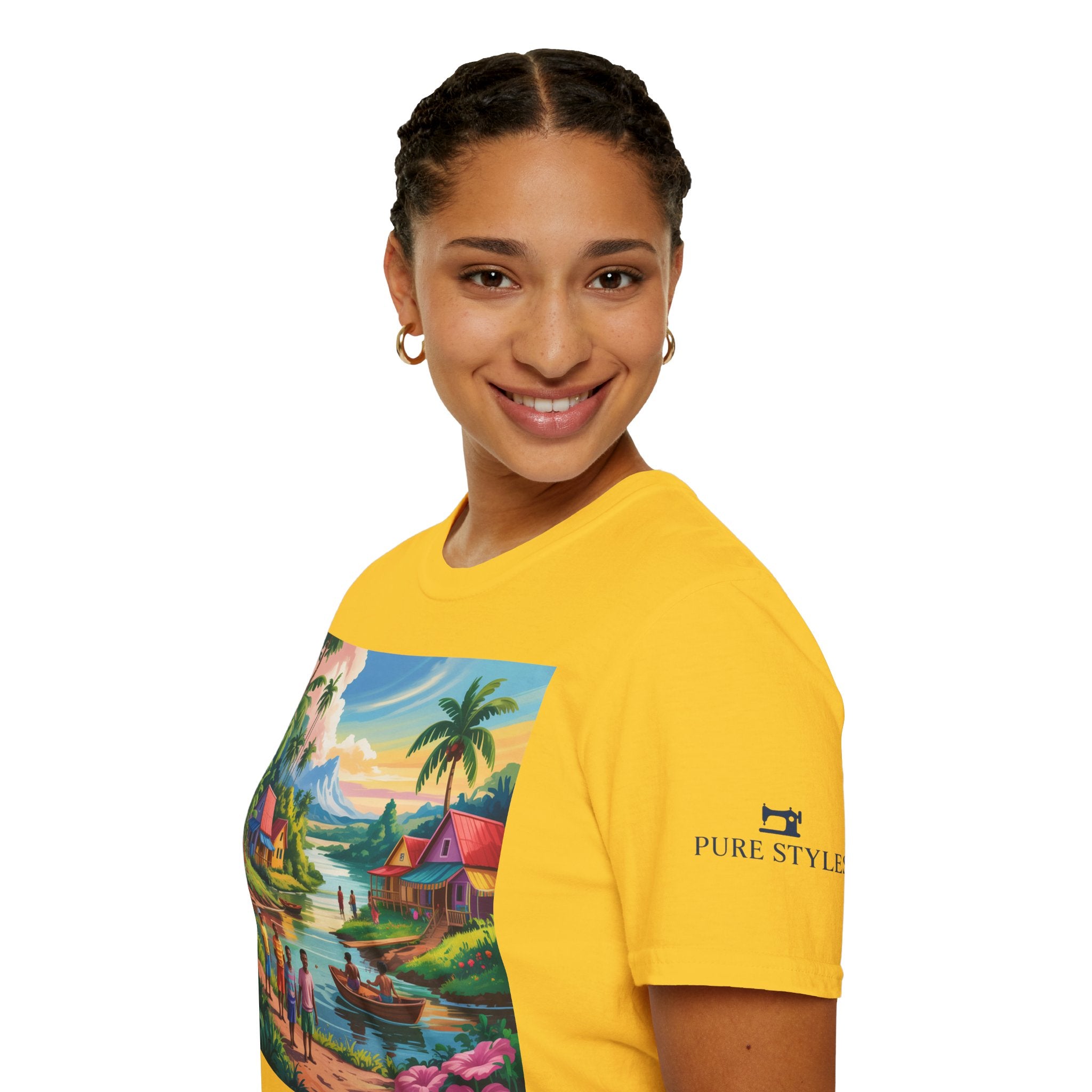 T-Shirt with Vibrant Landscape Design for Nature Lovers, Gift for Birthdays, Summer Trips, Relaxation, Graphic Tee, Pure Styles
