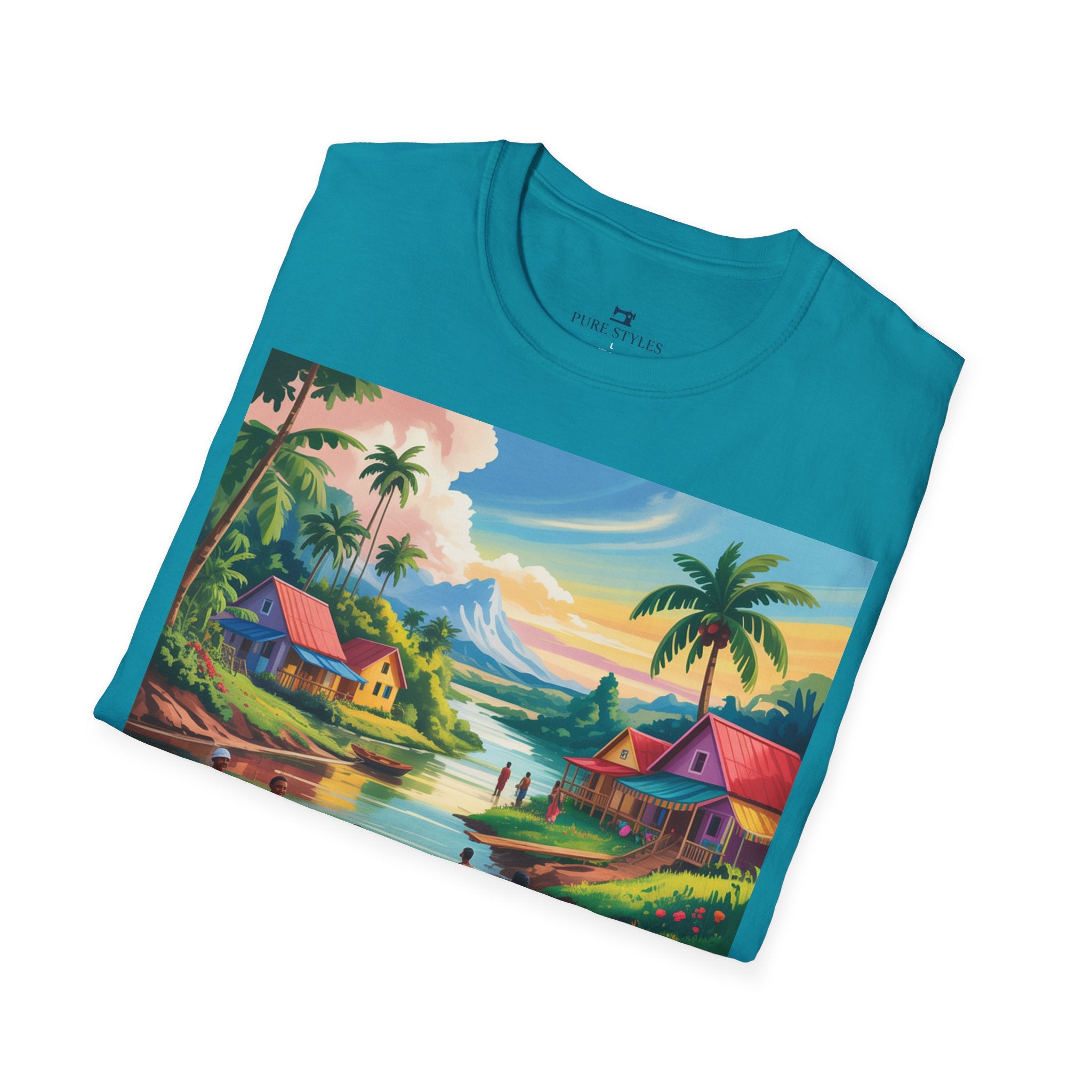 T-Shirt with Vibrant Landscape Design for Nature Lovers, Gift for Birthdays, Summer Trips, Relaxation, Graphic Tee, Pure Styles