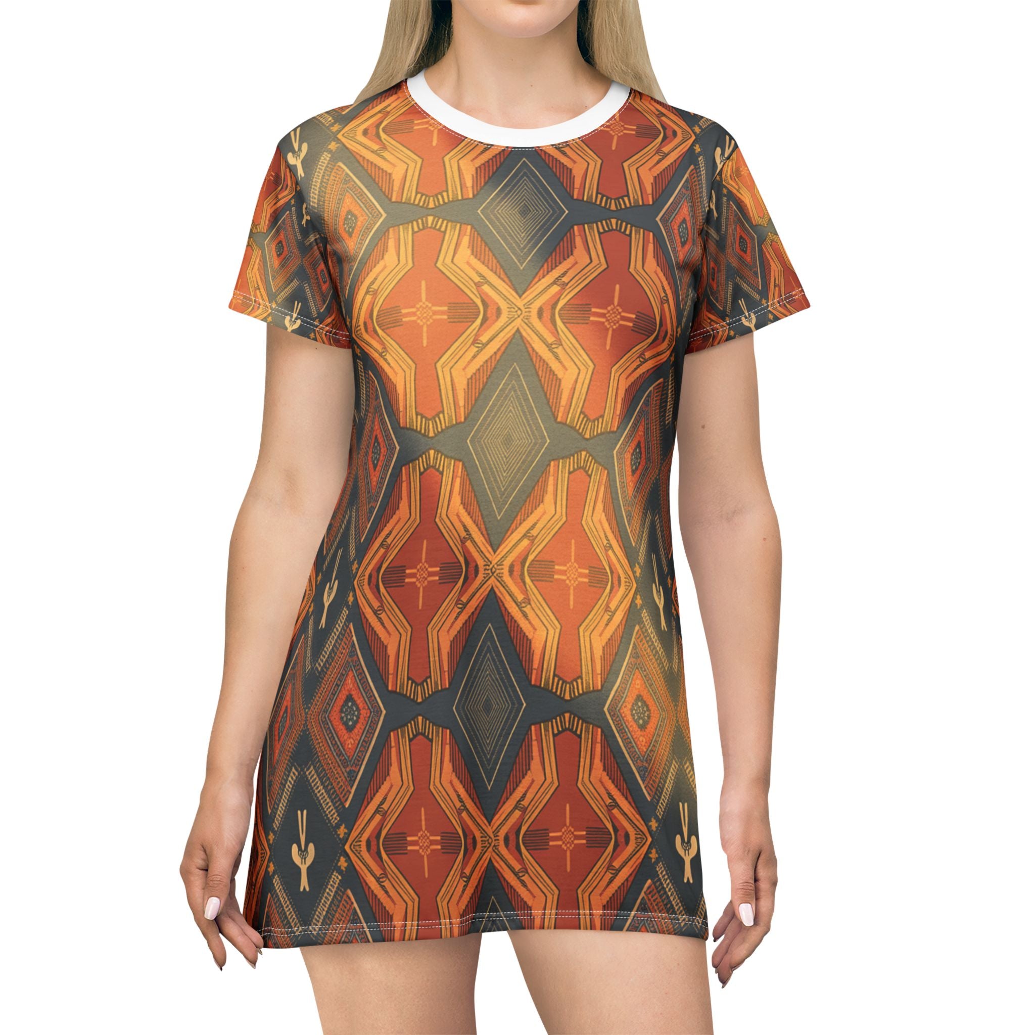 Bohemian Vintage T-Shirt Dress, Stylish Casual Wear, Summer Fashion, Cozy Lounge Dress, Festival Outfit, Gift for Her