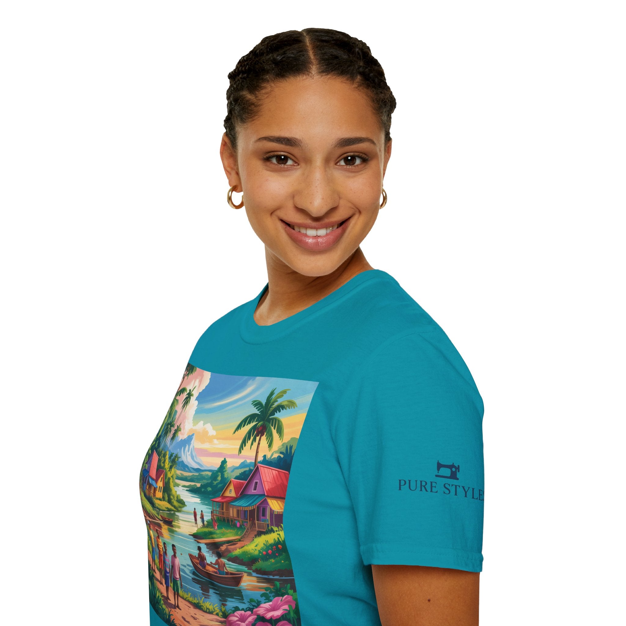 T-Shirt with Vibrant Landscape Design for Nature Lovers, Gift for Birthdays, Summer Trips, Relaxation, Graphic Tee, Pure Styles