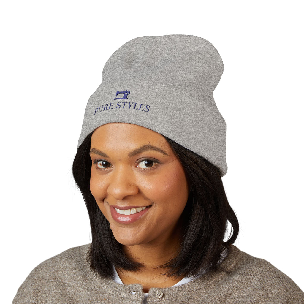 Embroidered Classic Cuffed Beanie, Stylish Winter Hat, Cozy Gifts for Him and Her, Fashionable Knit Headwear, Perfect for Outdoor Activities