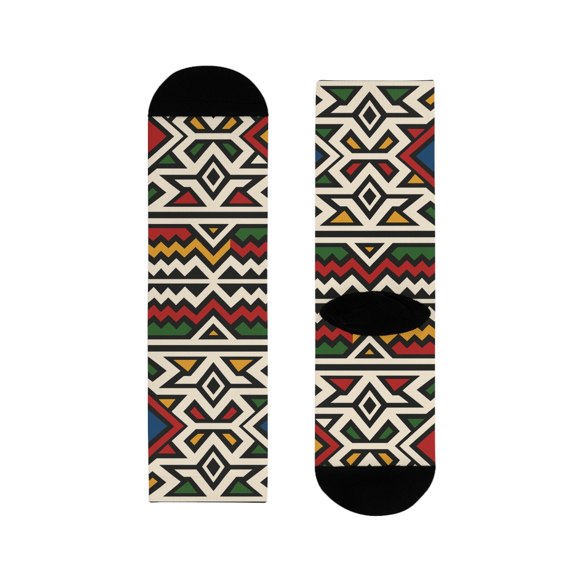 Tribal Sublimation Crew Socks | Colorful Patterned Socks for Men & Women, Gift for Holidays, Casual Wear, Unique Design