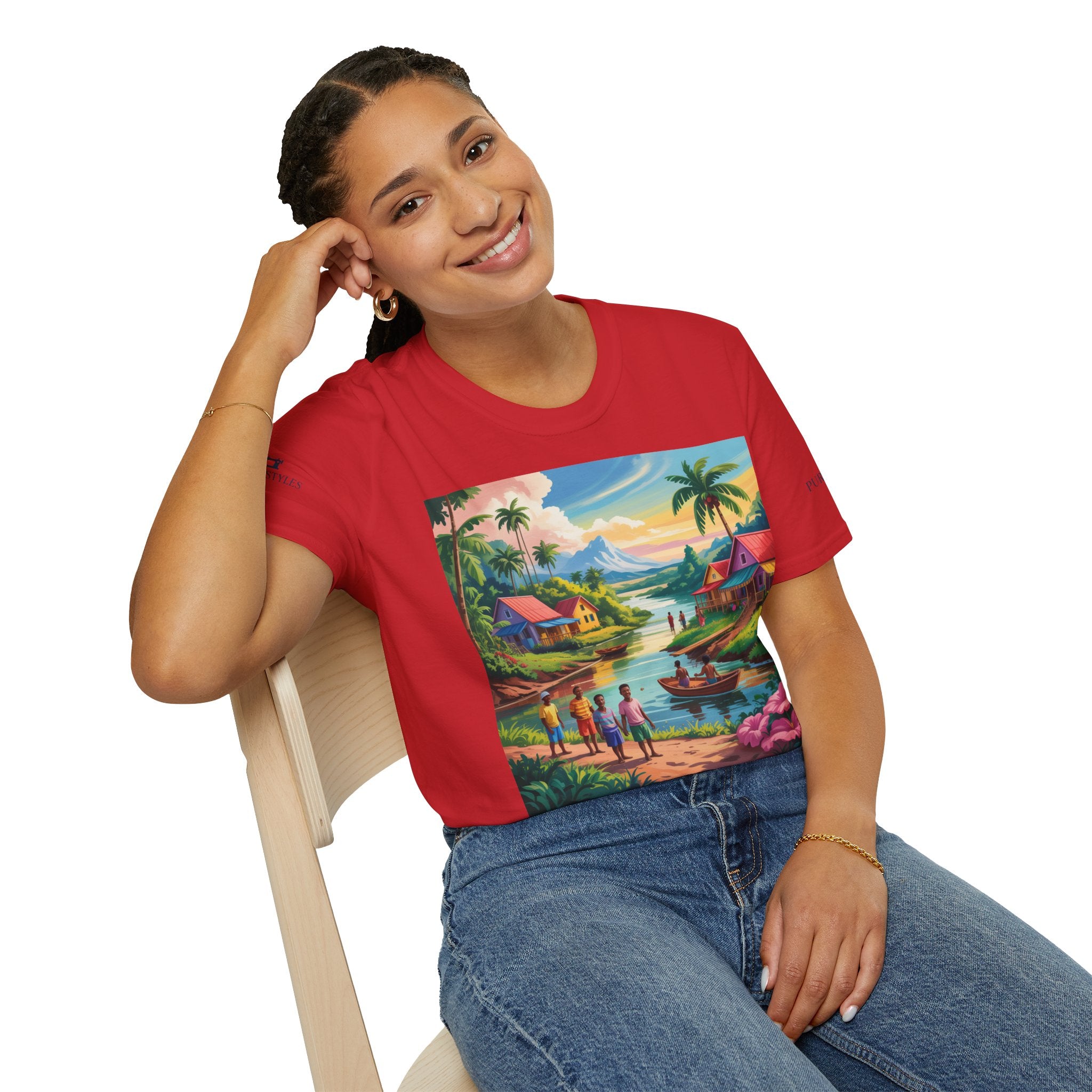 T-Shirt with Vibrant Landscape Design for Nature Lovers, Gift for Birthdays, Summer Trips, Relaxation, Graphic Tee, Pure Styles